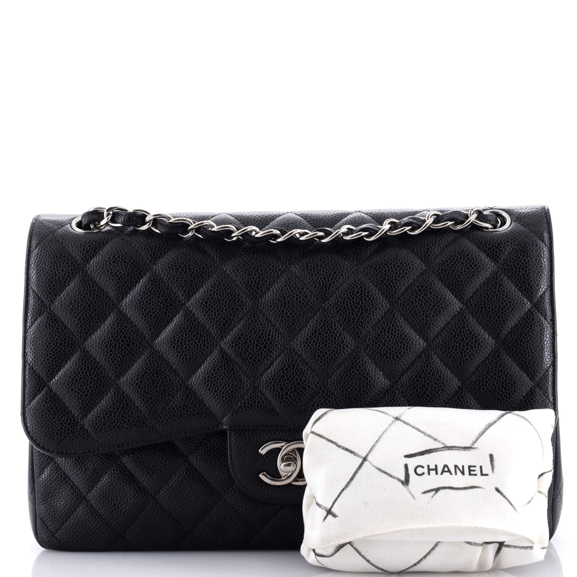 Chanel Classic Double Flap Bag Quilted Caviar Jumbo