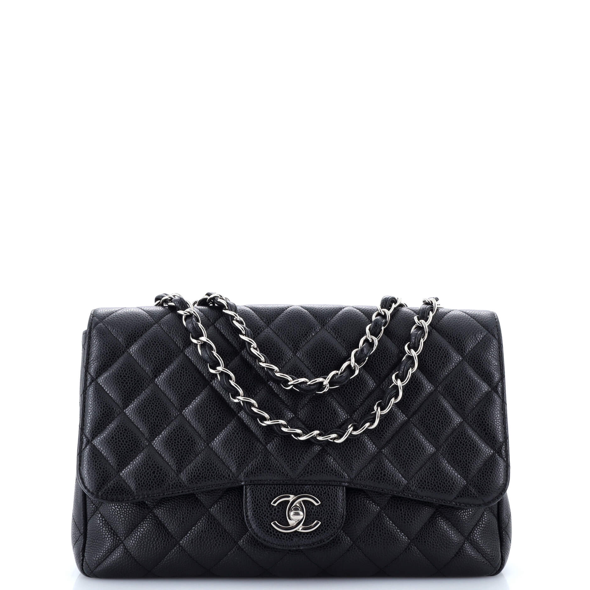 Chanel Classic Single Flap Bag Quilted Caviar Jumbo