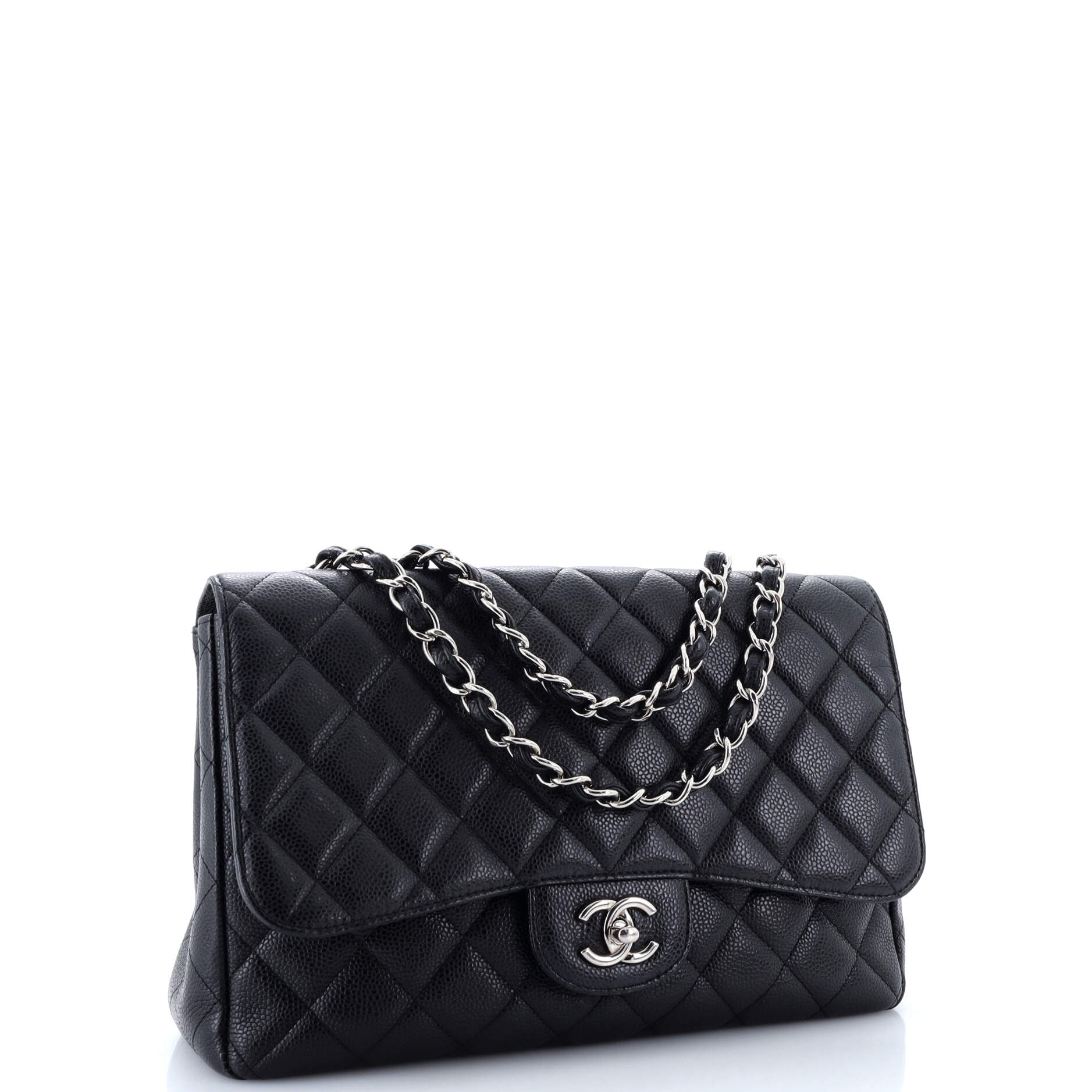 Chanel Classic Single Flap Bag Quilted Caviar Jumbo