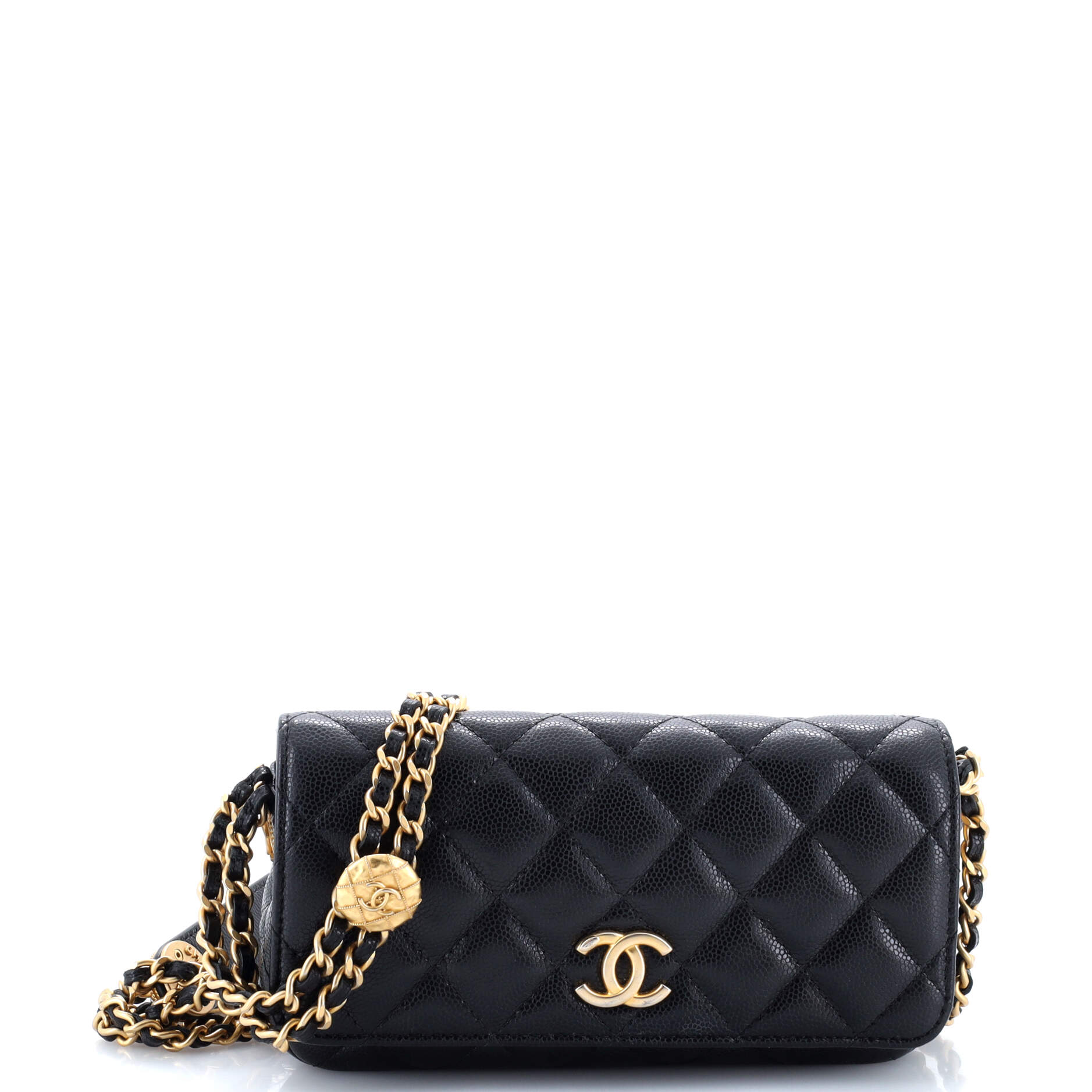 Chanel Twist Your Buttons Flap Clutch with Chain Quilted Caviar