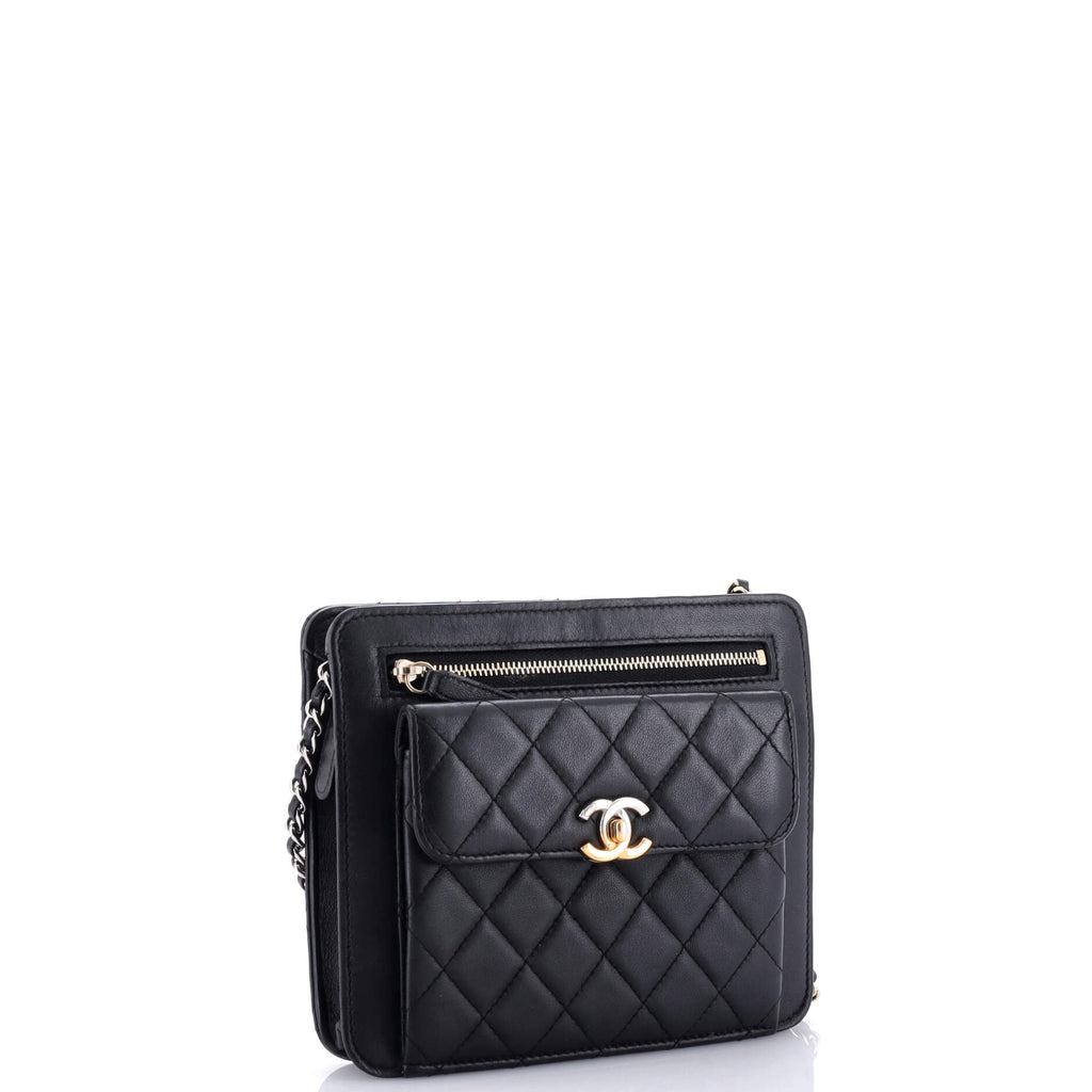 Chanel Front Pocket Square Clutch with Chain Quilted Lambskin Small