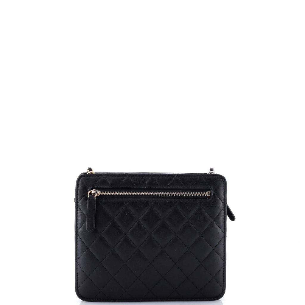Chanel Front Pocket Square Clutch with Chain Quilted Lambskin Small