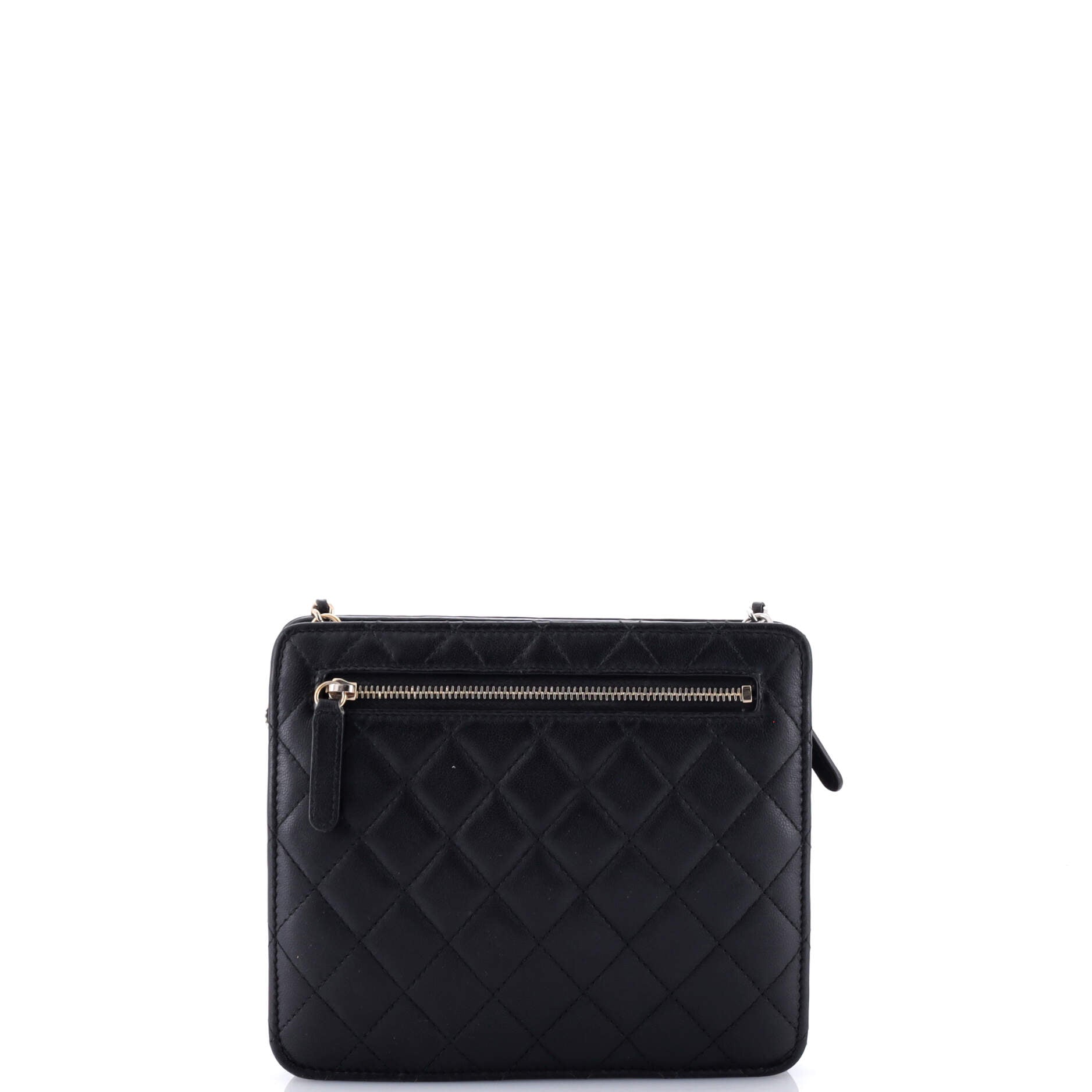 Chanel Front Pocket Square Clutch with Chain Quilted Lambskin Small