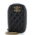 Chanel Woven CC Zip Around Phone Holder with Chain Quilted Lambskin Vertical