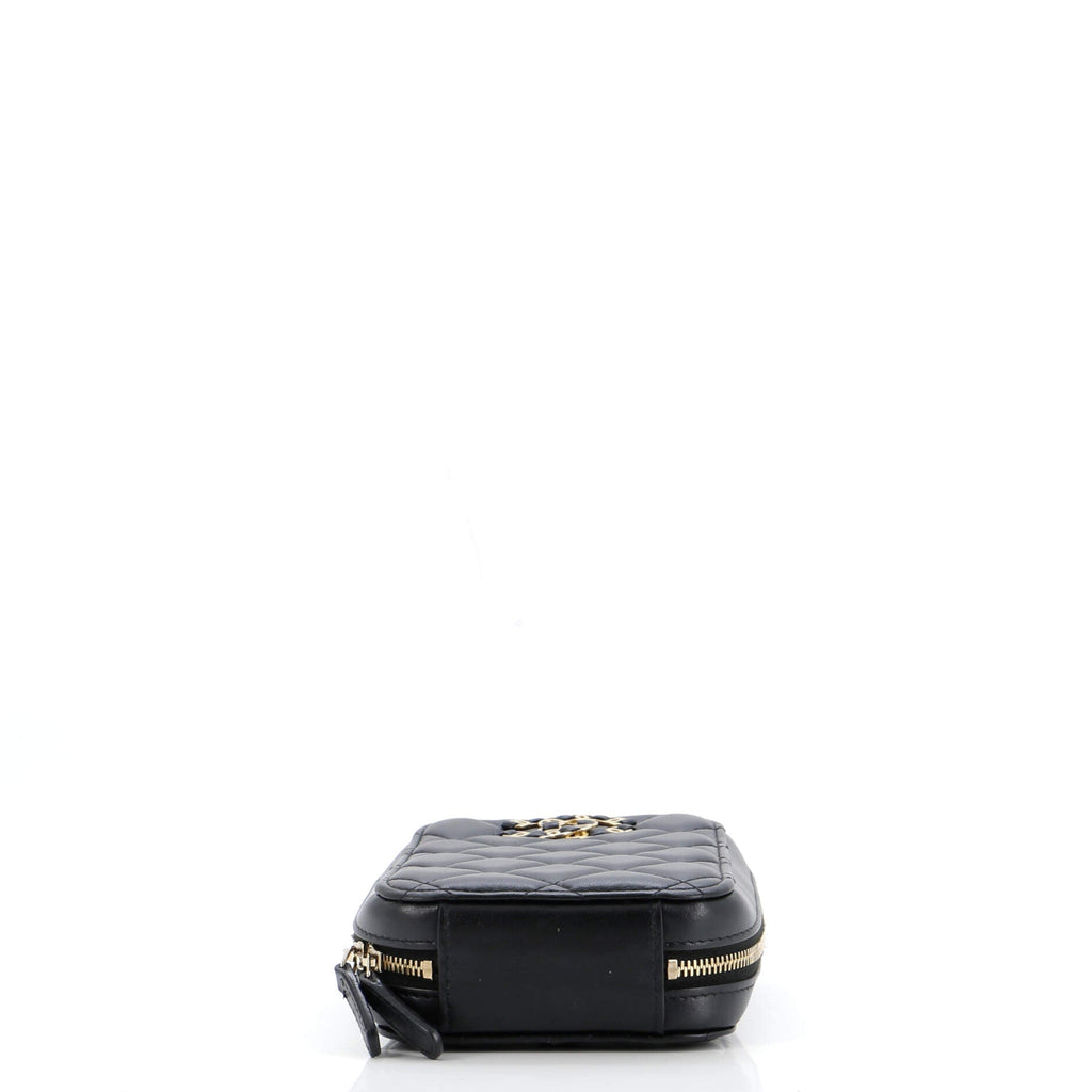 Chanel Woven CC Zip Around Phone Holder with Chain Quilted Lambskin Vertical