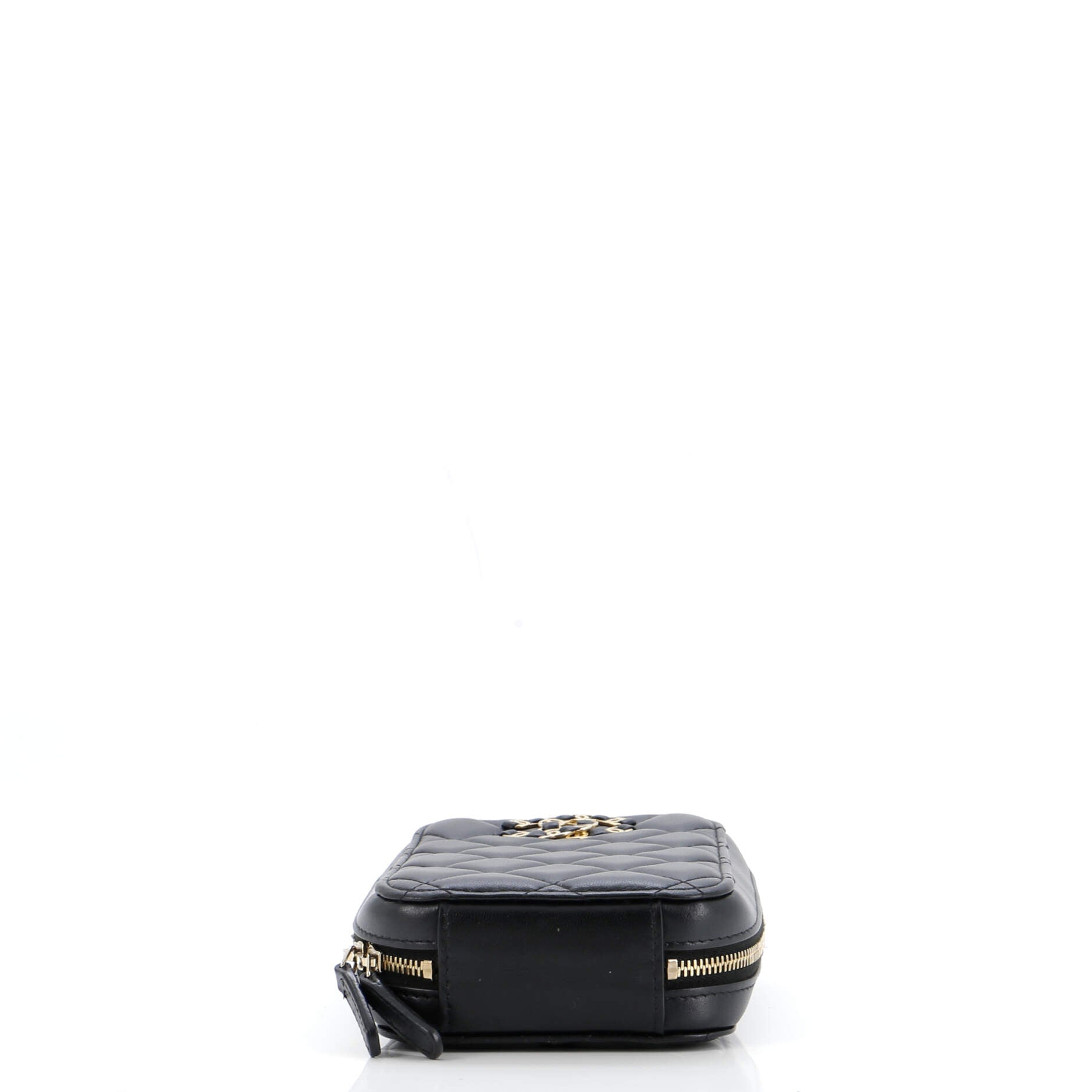 Chanel Woven CC Zip Around Phone Holder with Chain Quilted Lambskin Vertical