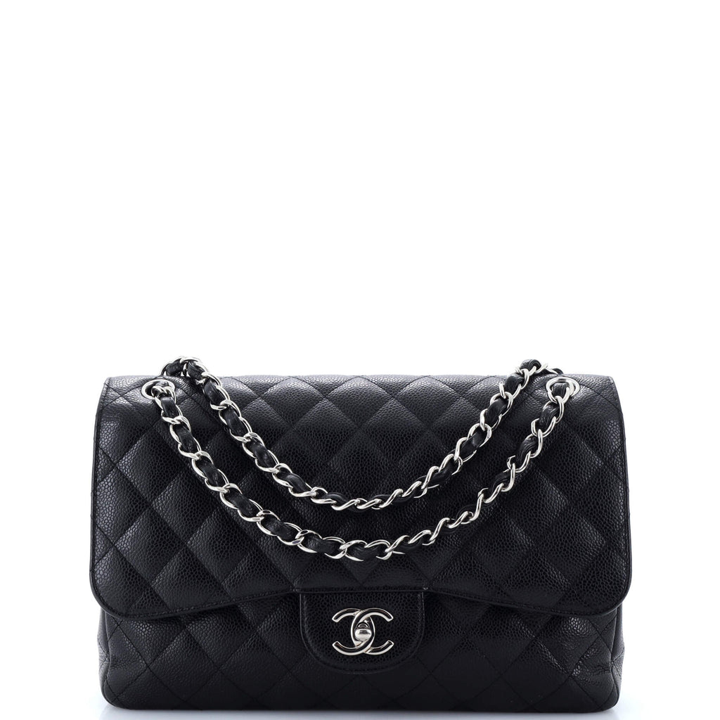 Chanel Classic Double Flap Bag Quilted Caviar Jumbo