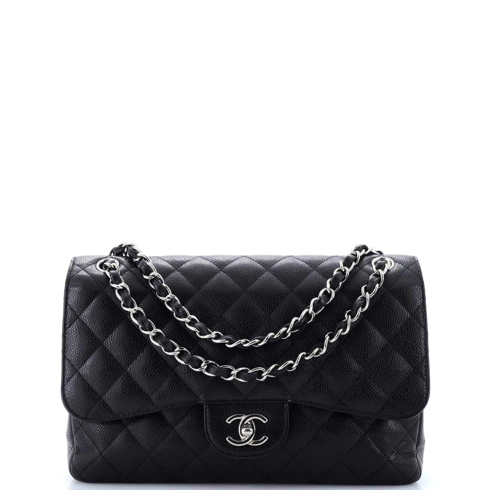 Chanel Classic Double Flap Bag Quilted Caviar Jumbo