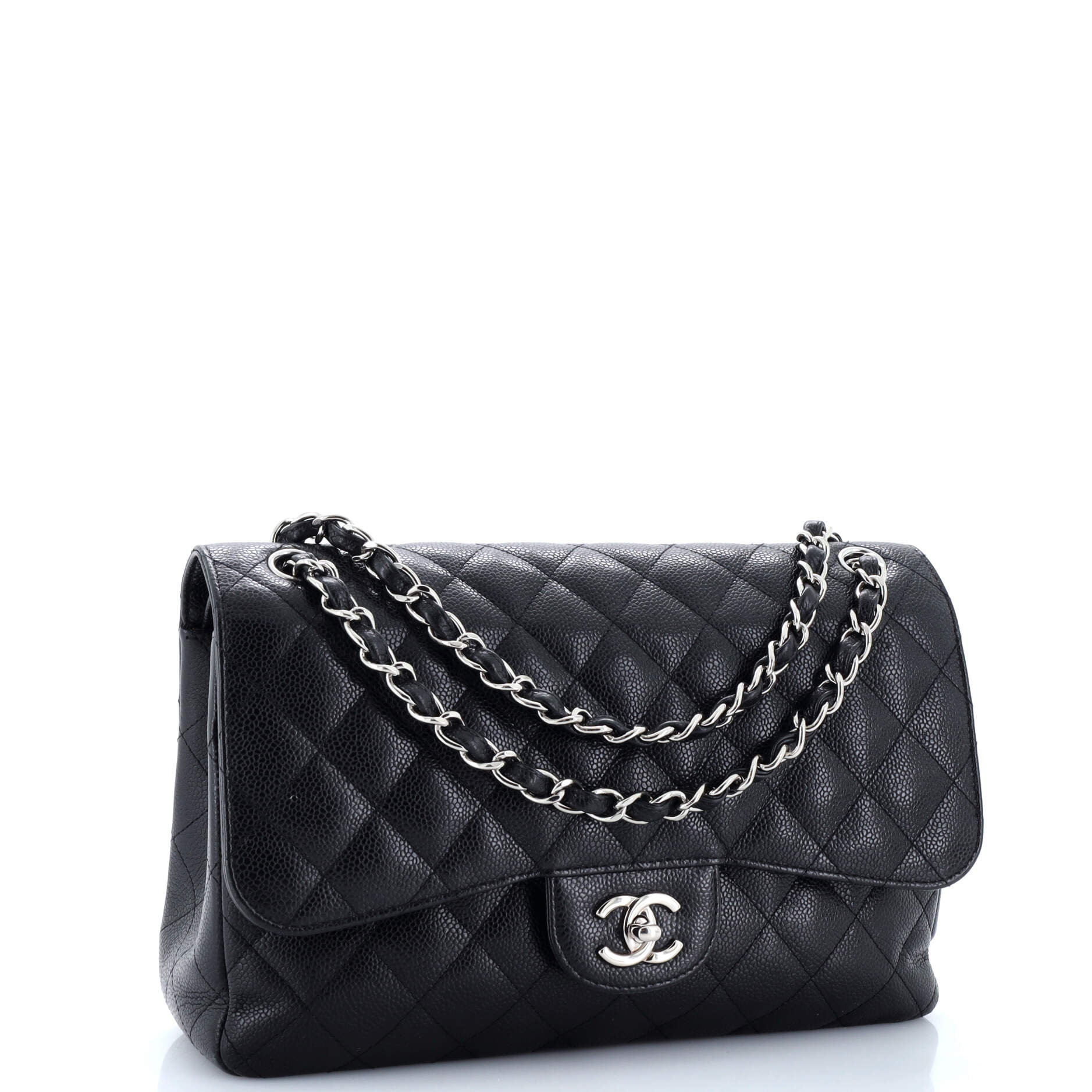 Chanel Classic Double Flap Bag Quilted Caviar Jumbo