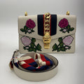 GUCCI SyLouis Vuittonie Shoulder Bag White Pink Multi Leather Floral Embroidery ITNS71BDBE3Q