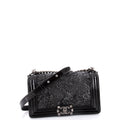 Chanel Boy Flap Bag Sequin with  Old Medium