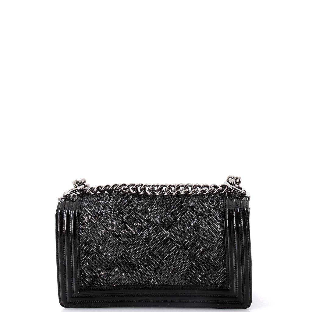 Chanel Boy Flap Bag Sequin with  Old Medium