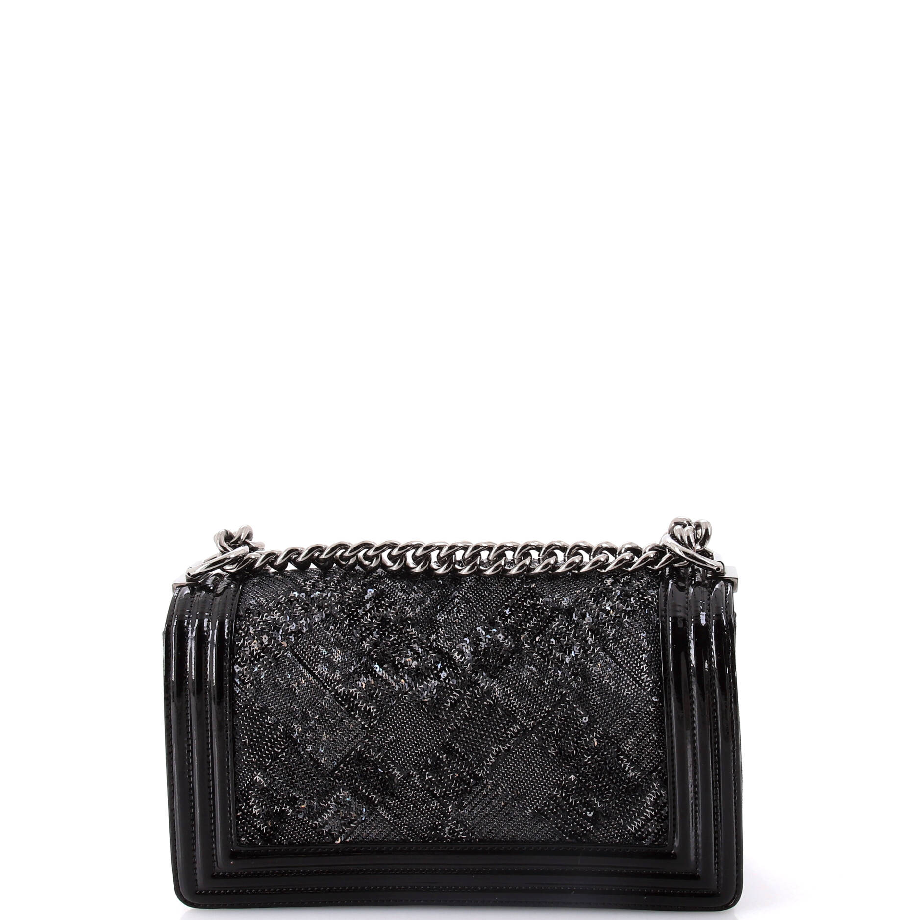 Chanel Boy Flap Bag Sequin with  Old Medium