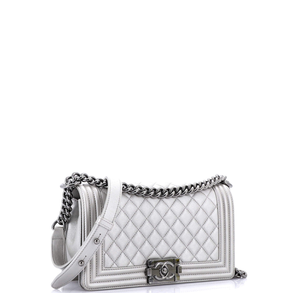 Chanel Boy Flap Bag Quilted Caviar Old Medium