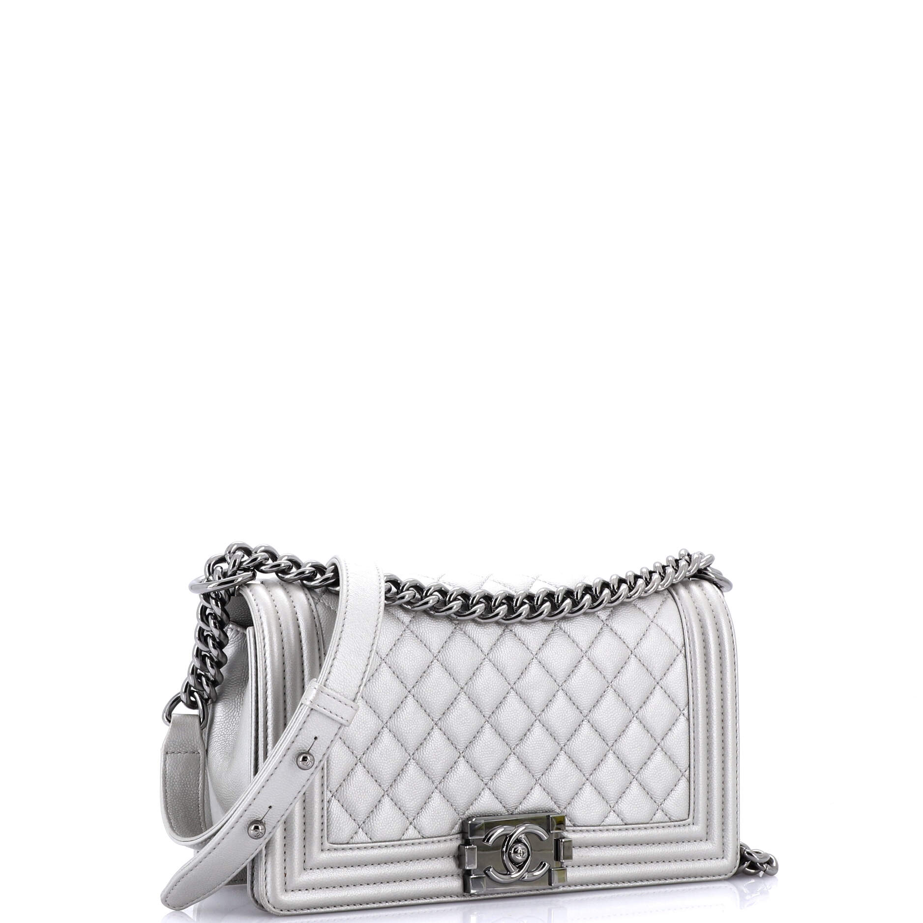 Chanel Boy Flap Bag Quilted Caviar Old Medium