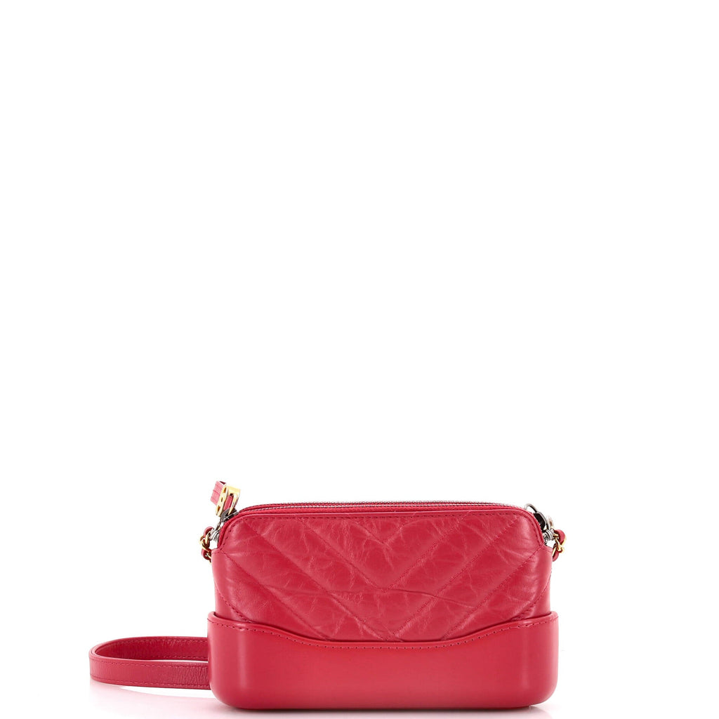 Chanel Gabrielle Double Zip Clutch with Chain Chevron Aged Calfskin