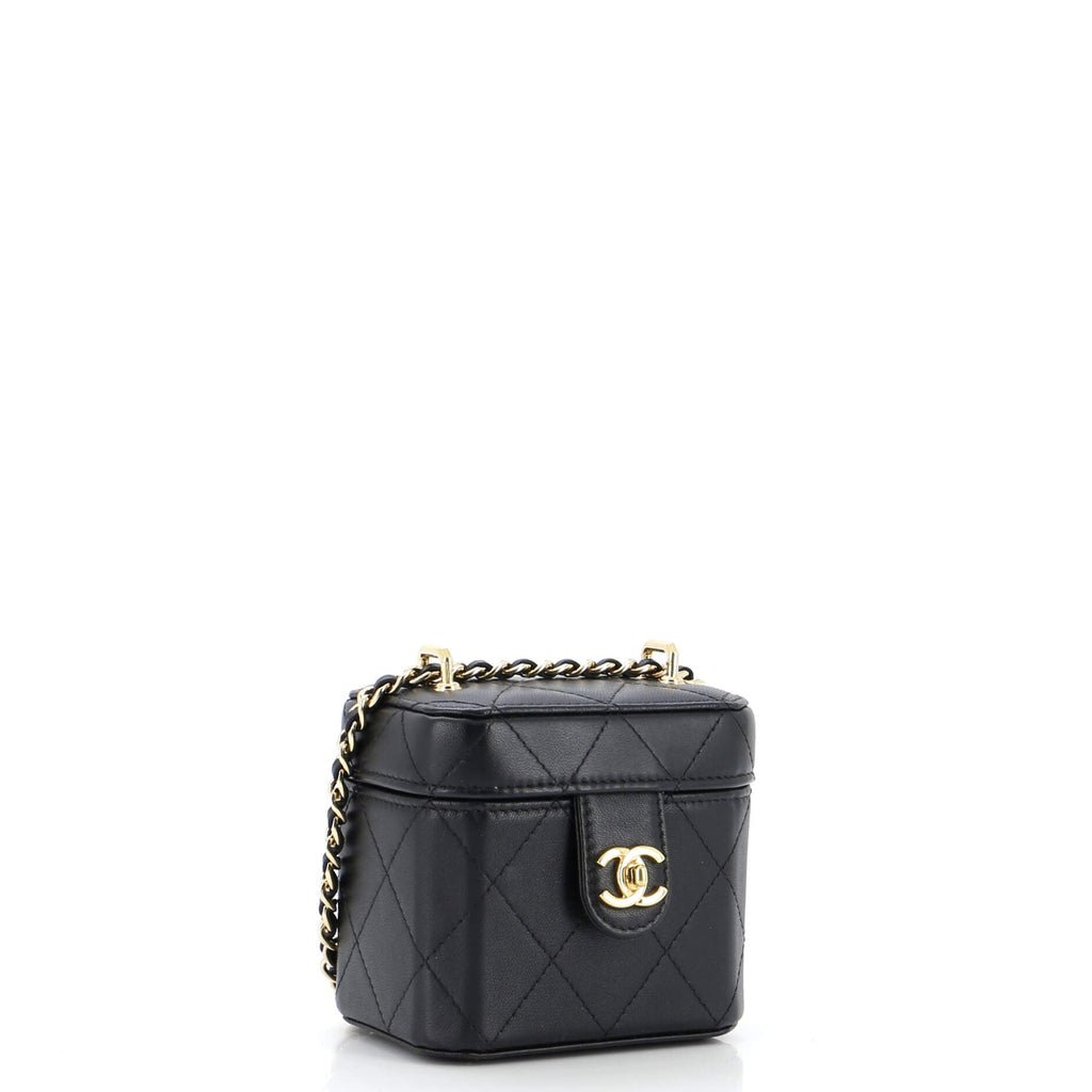 Chanel CC Turnlock Box Vanity Case with Chain Quilted Lambskin Mini