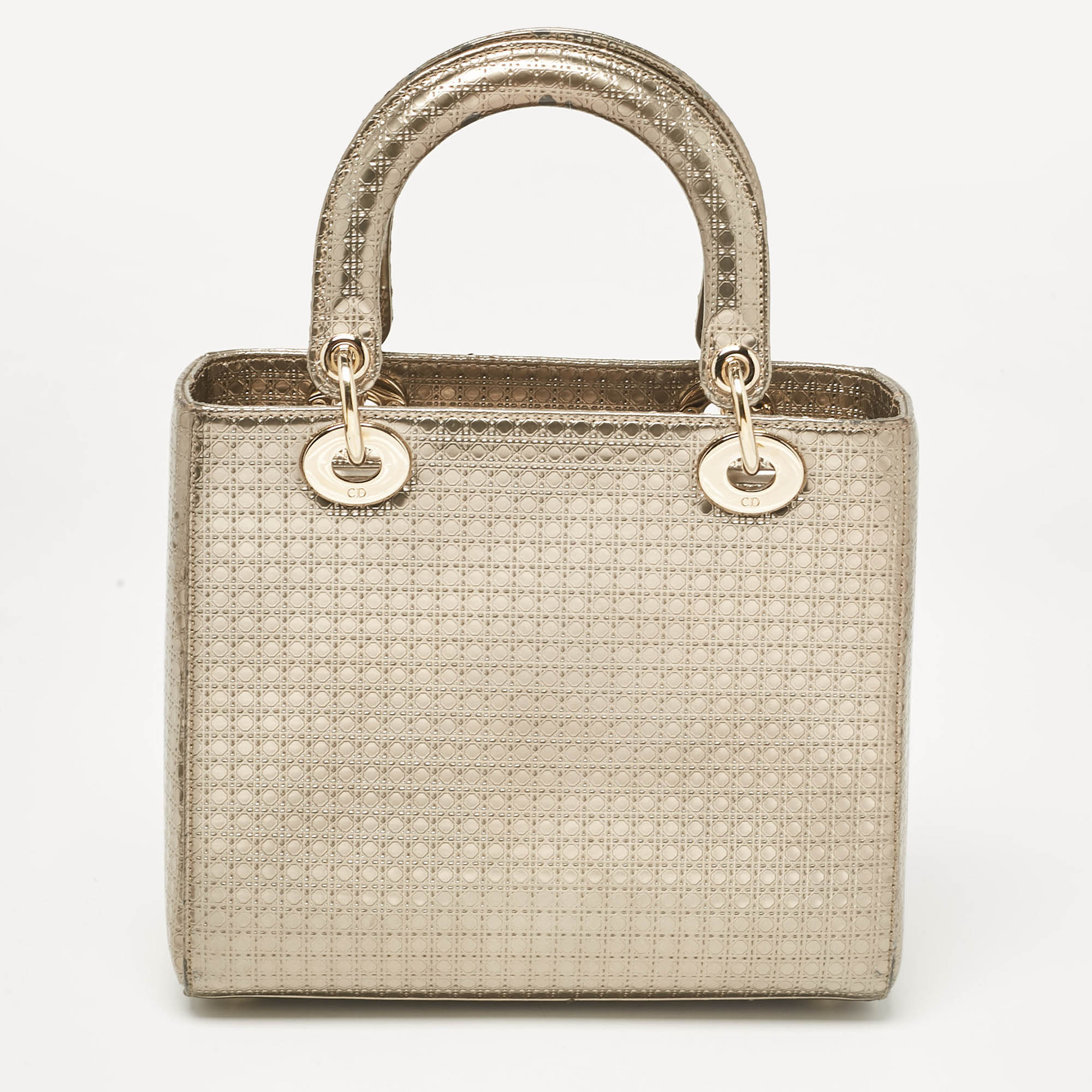 Dior Gold Microcannage  Leather Medium Lady Dior Tote