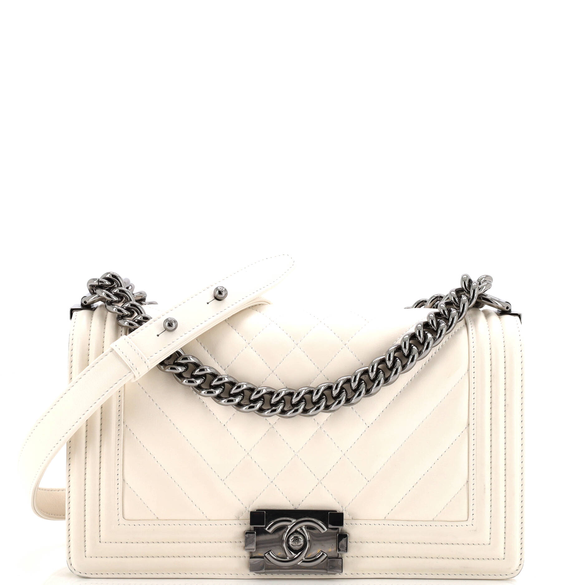 Chanel Boy Flap Bag Chevron Lambskin Old Medium