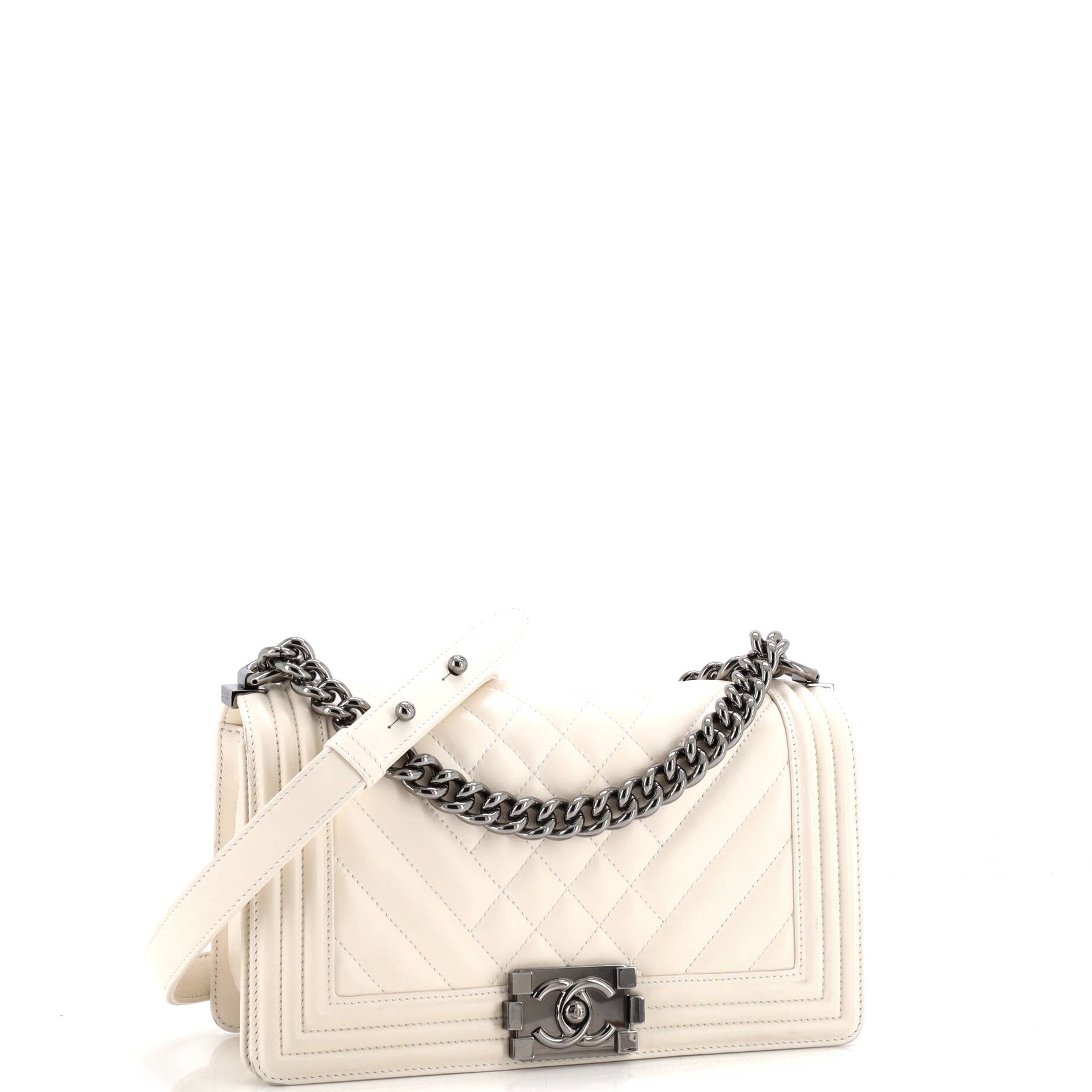 Chanel Boy Flap Bag Chevron Lambskin Old Medium