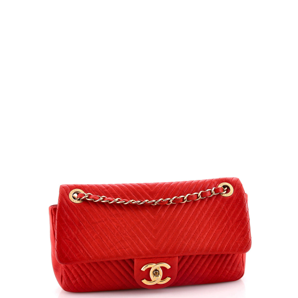 Chanel Medallion Charm Flap Bag Chevron Wrinkled Lambskin Medium