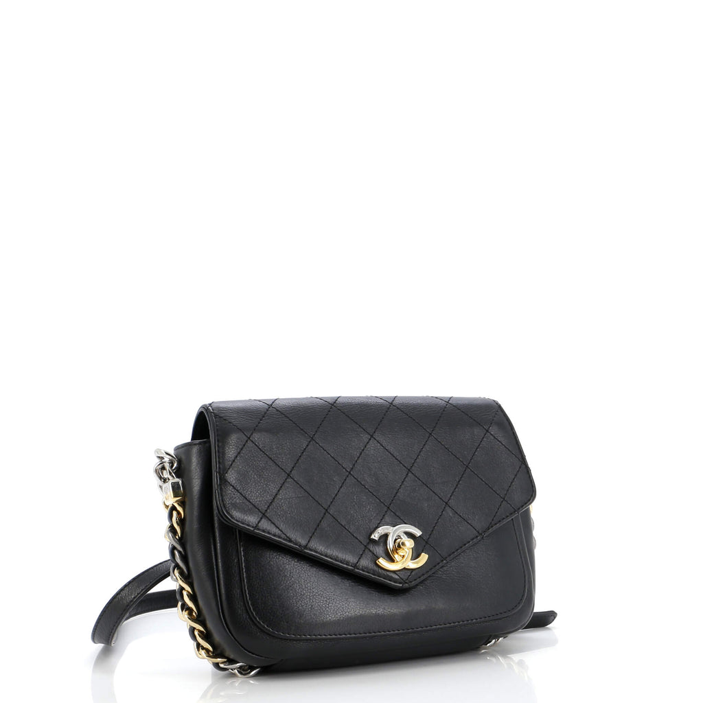 Chanel Two Tone Envelope Flap Bag Quilted Calfskin Medium