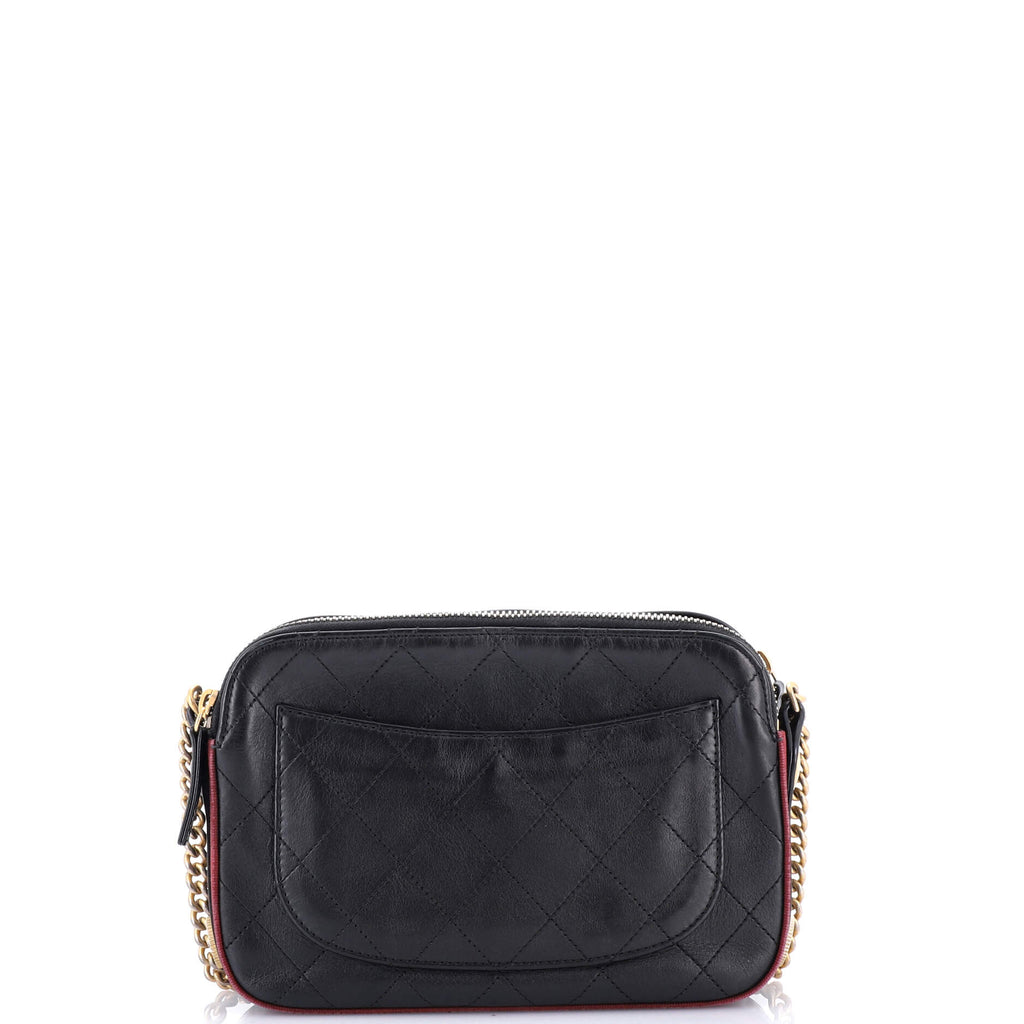 Chanel Button Up Camera Case Quilted Calfskin with Grosgrain Small