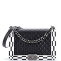 Chanel Checkerboard Trim Boy Flap Bag Quilted Calfskin New Medium