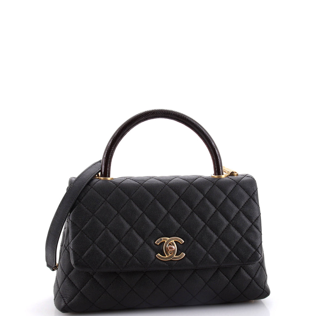 Chanel Coco Top Handle Bag Quilted Caviar Small