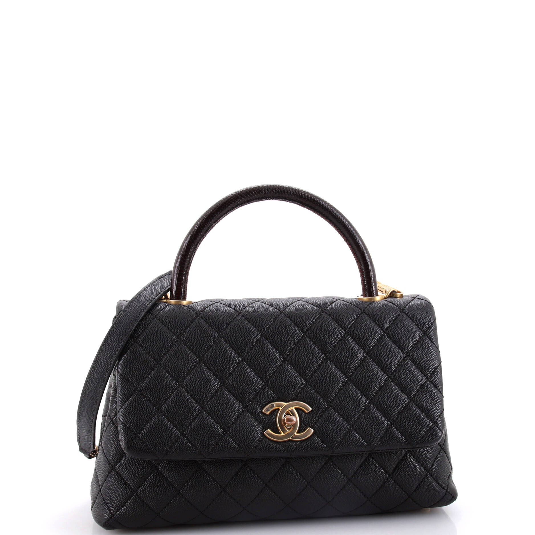 Chanel Coco Top Handle Bag Quilted Caviar Small