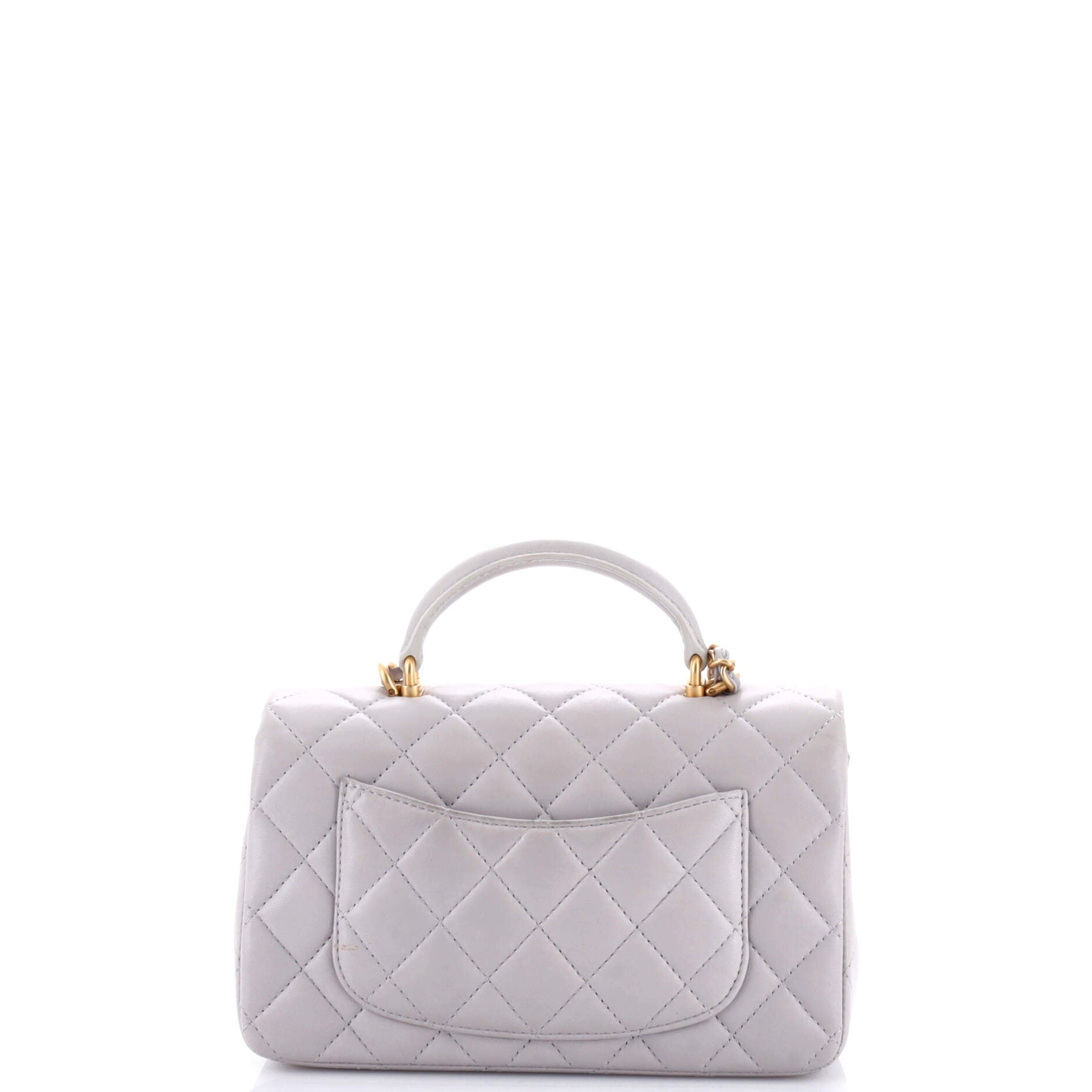 Chanel Classic Single Flap Top Handle Bag Quilted Lambskin Mini