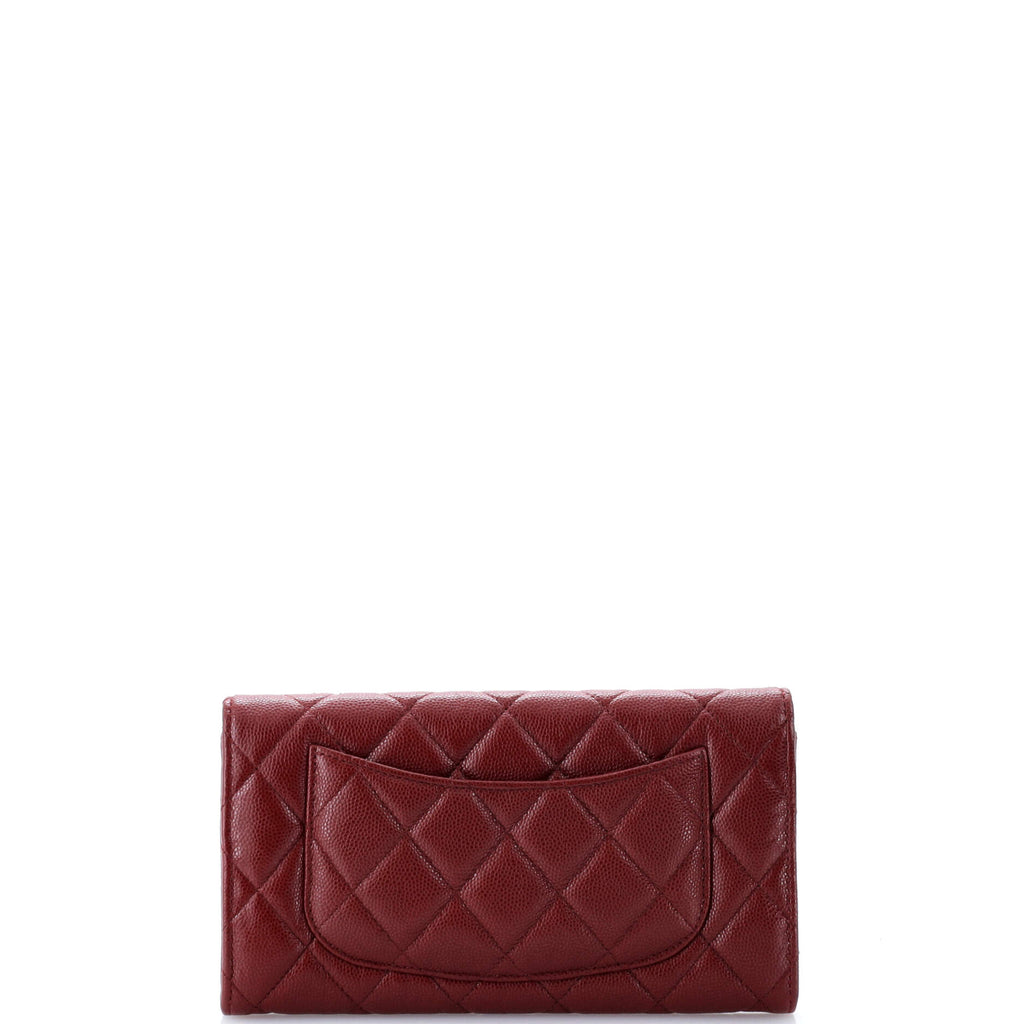 Chanel CC Gusset Classic Flap Wallet Quilted Caviar Long