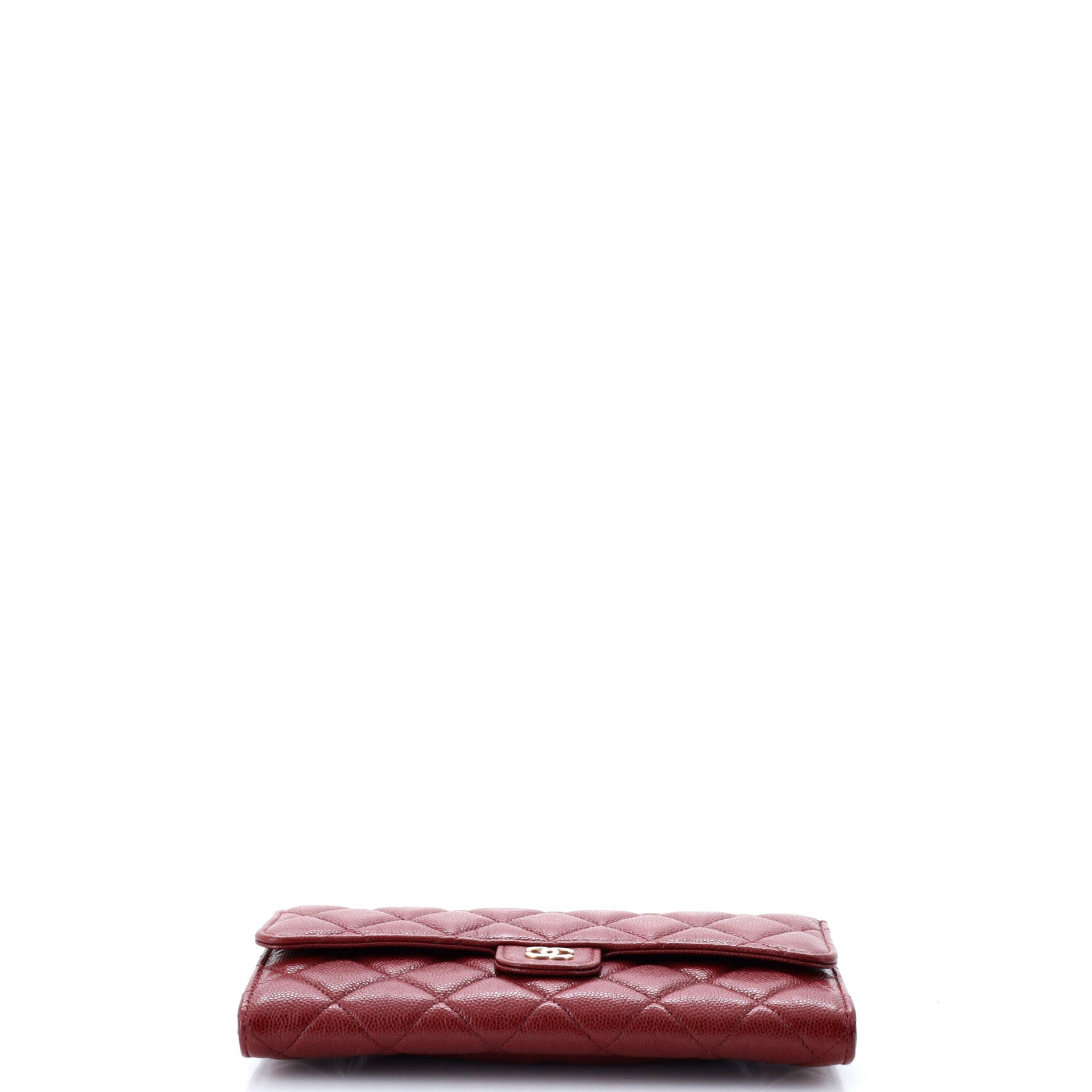 Chanel CC Gusset Classic Flap Wallet Quilted Caviar Long
