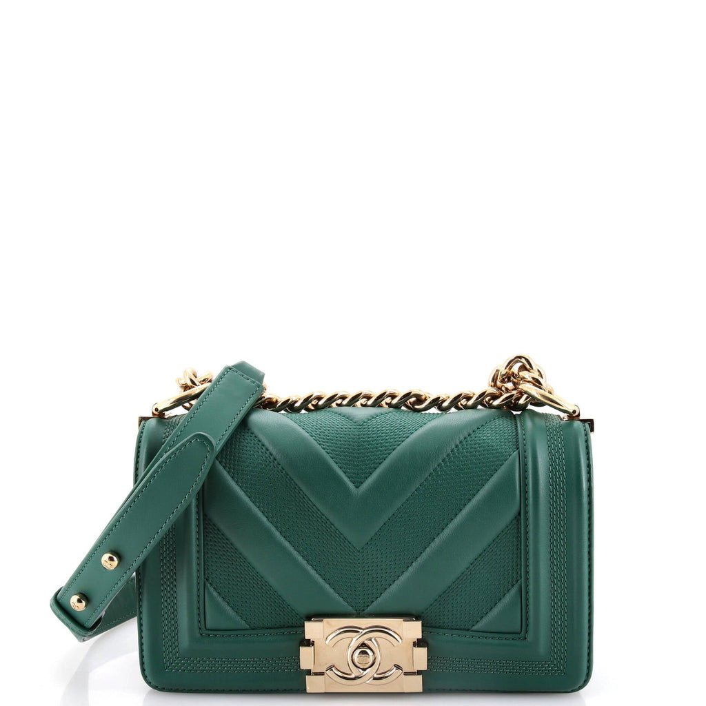 Chanel Boy Flap Bag Perforated Chevron Lambskin Small