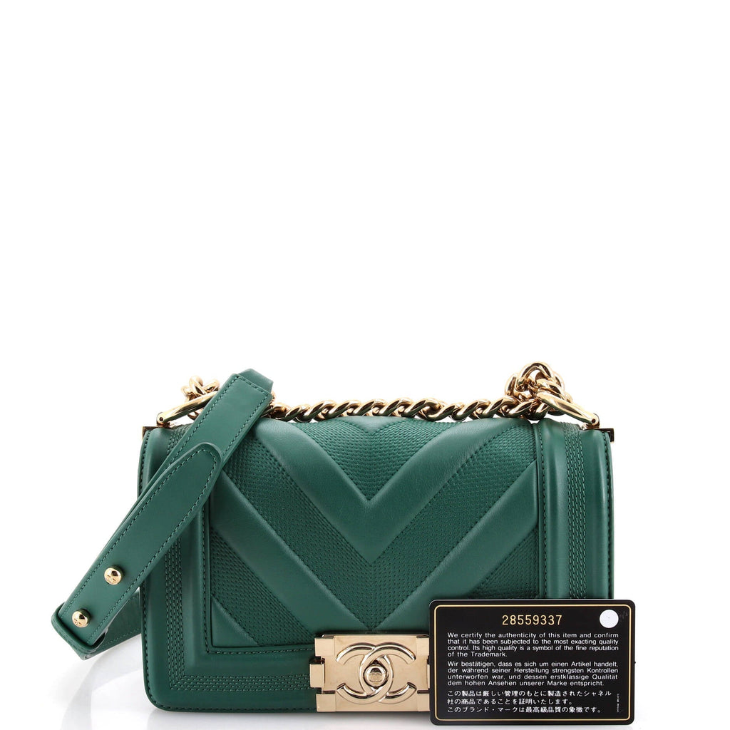 Chanel Boy Flap Bag Perforated Chevron Lambskin Small