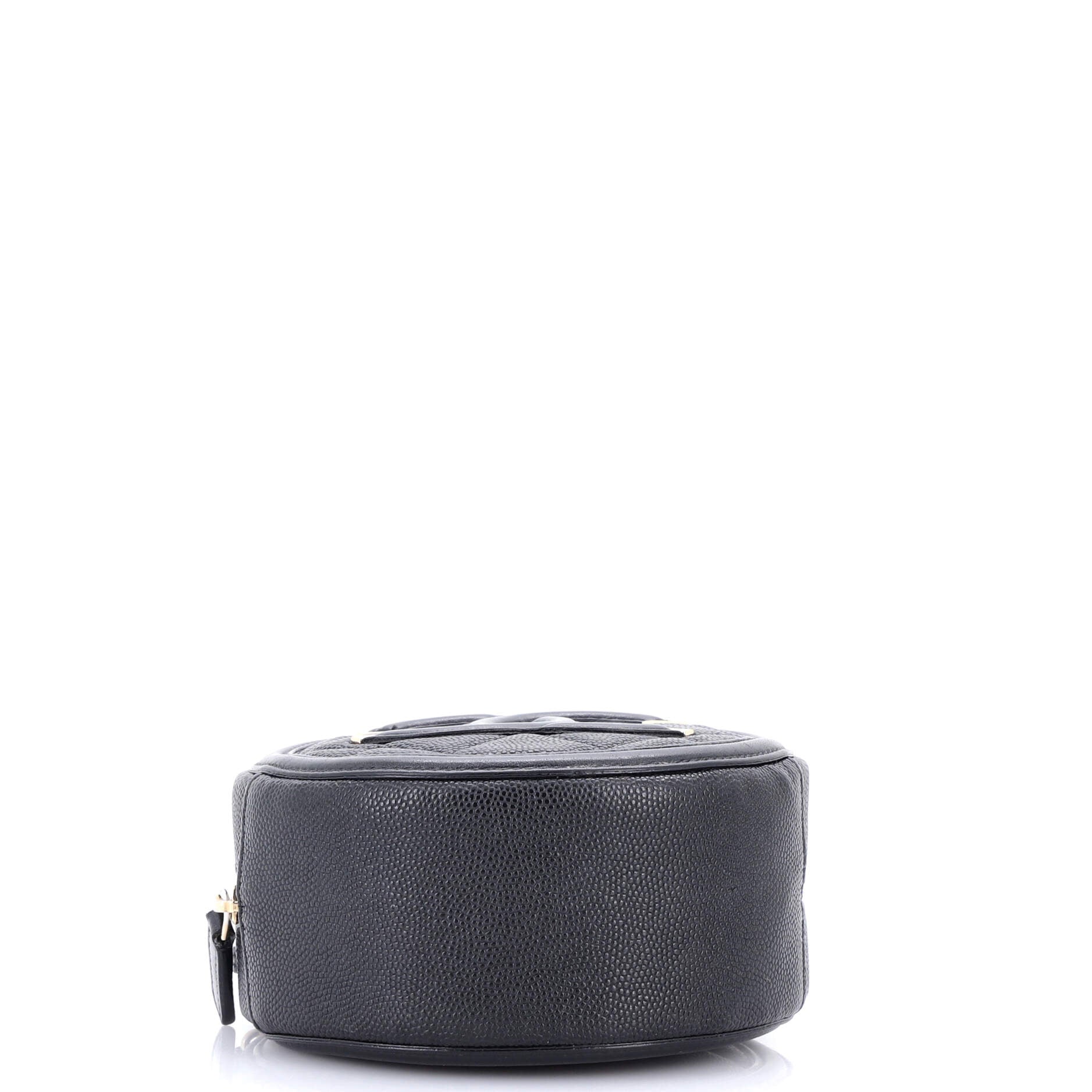 Chanel Filigree Round Clutch with Chain Quilted Caviar Mini