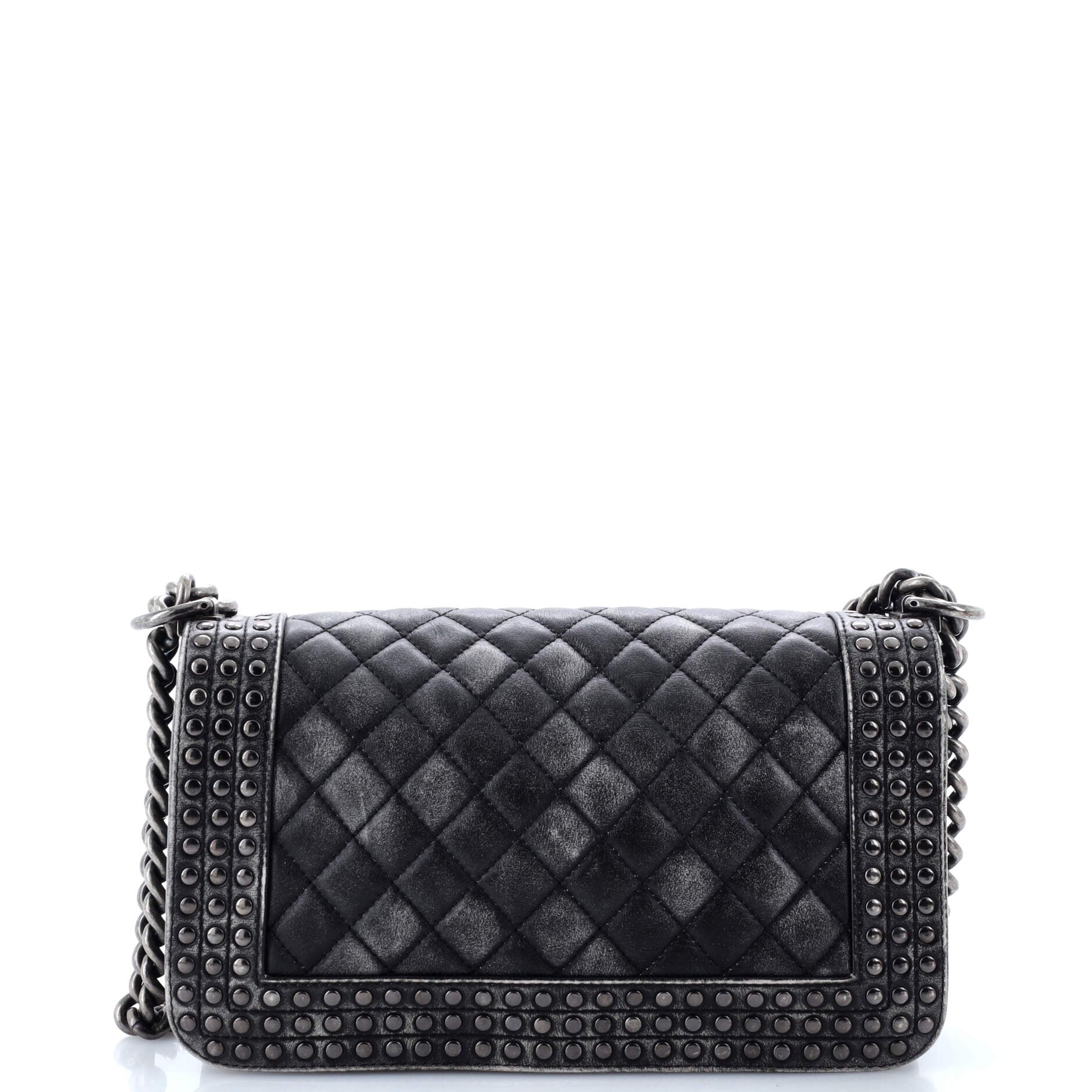 Chanel Paris-Dallas Boy Flap Bag Studded Quilted Distressed Calfskin Old Medium