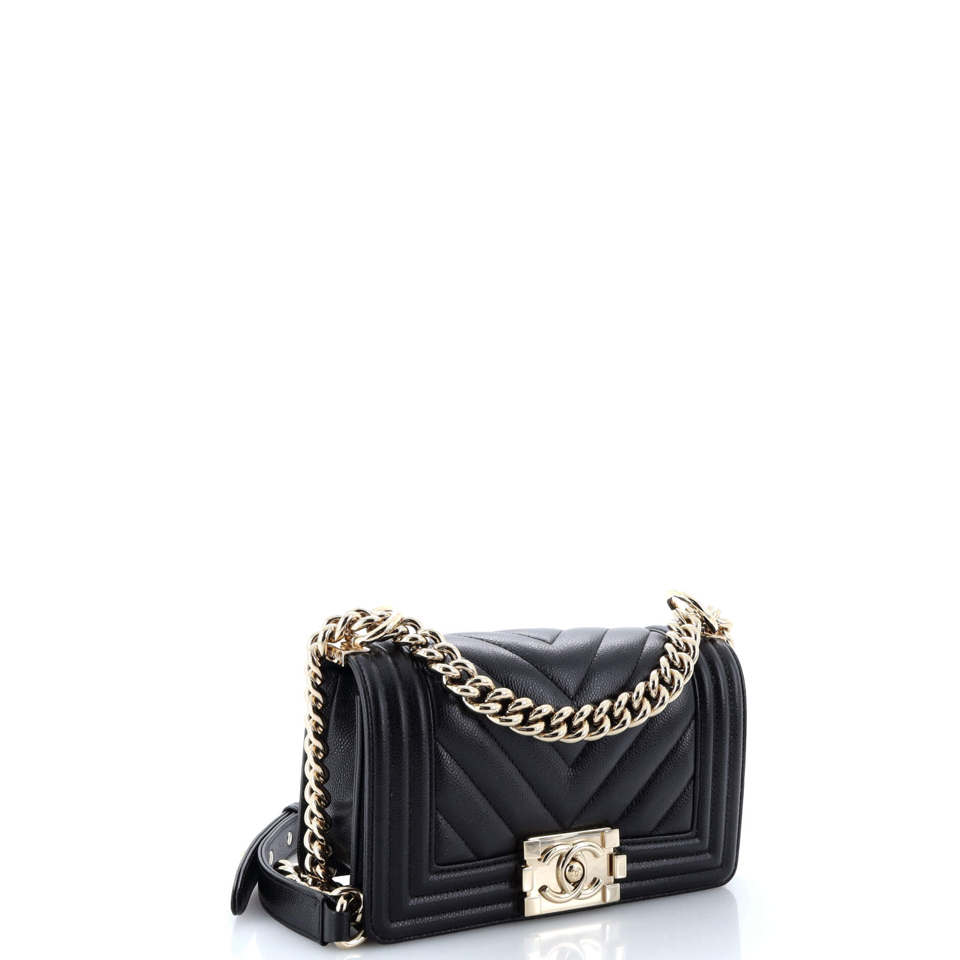 Chanel Boy Flap Bag Chevron Caviar Small