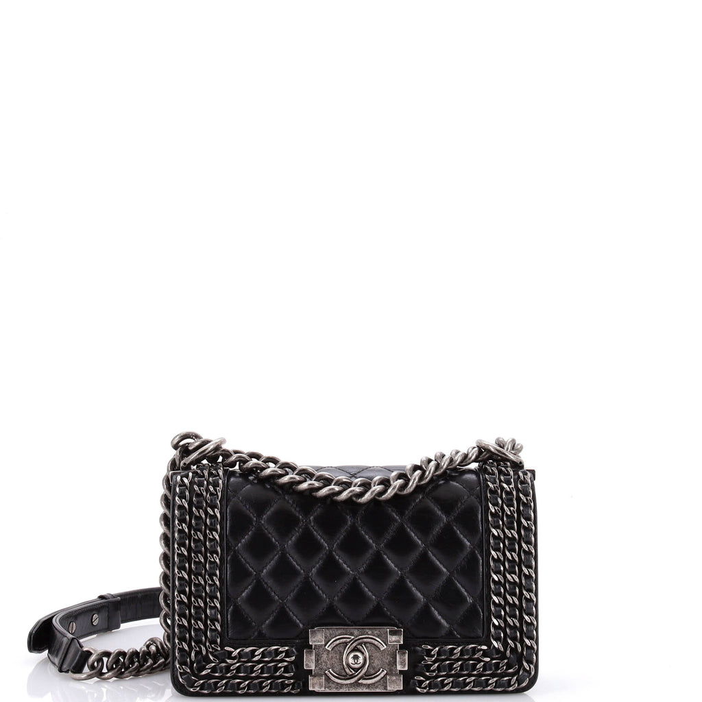 Chanel Chained Boy Flap Bag Quilted Glazed Calfskin Small