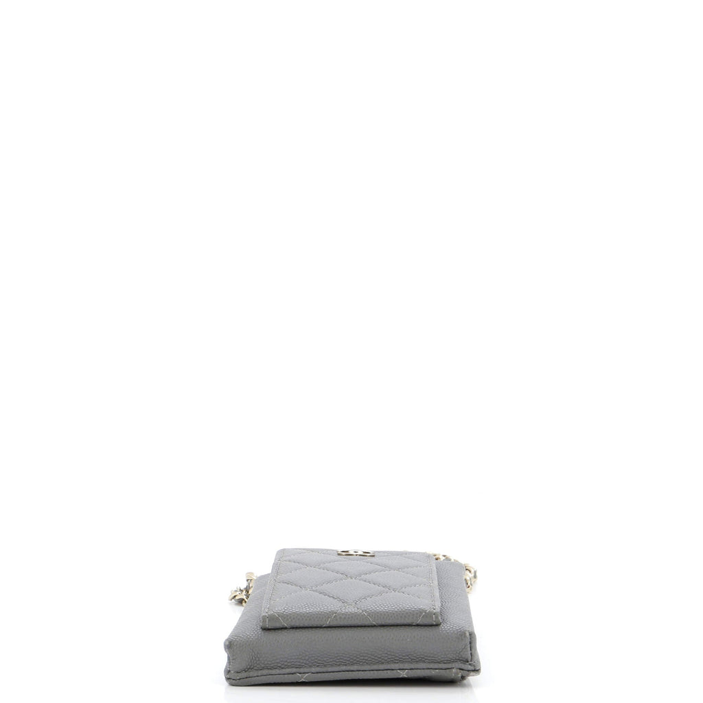 Chanel O Phone Holder Crossbody Bag Quilted Caviar