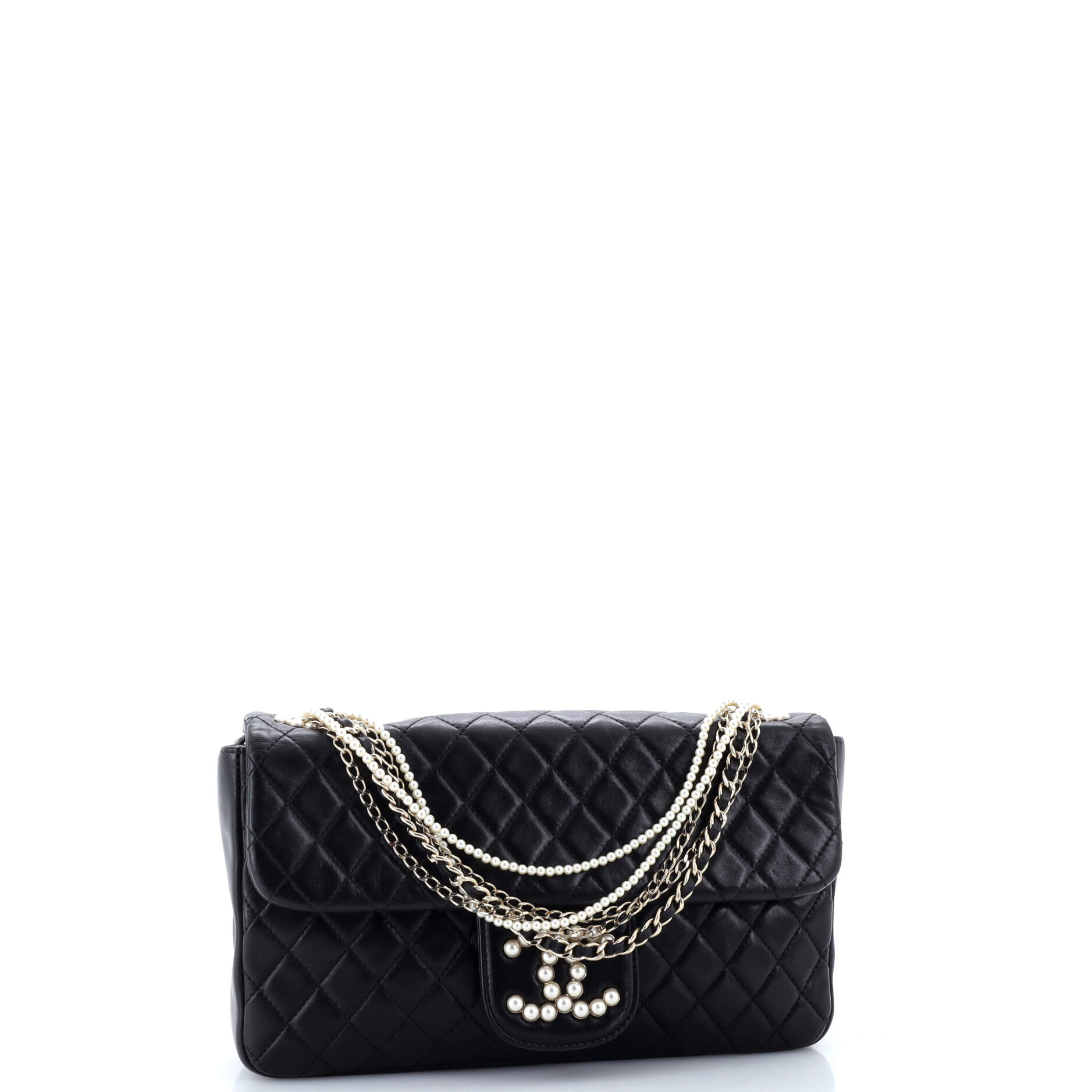 Chanel Westminster Pearl Chain Flap Bag Quilted Lambskin Medium