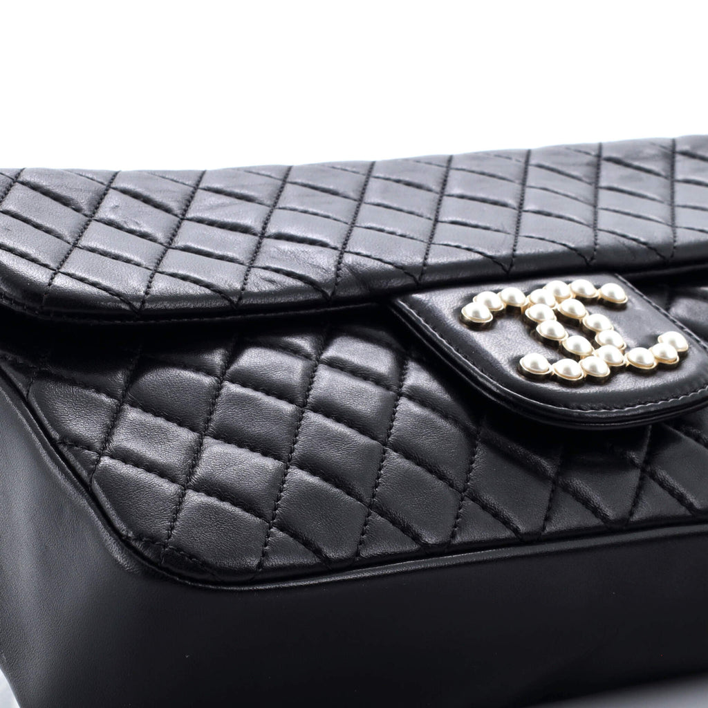 Chanel Westminster Pearl Chain Flap Bag Quilted Lambskin Medium