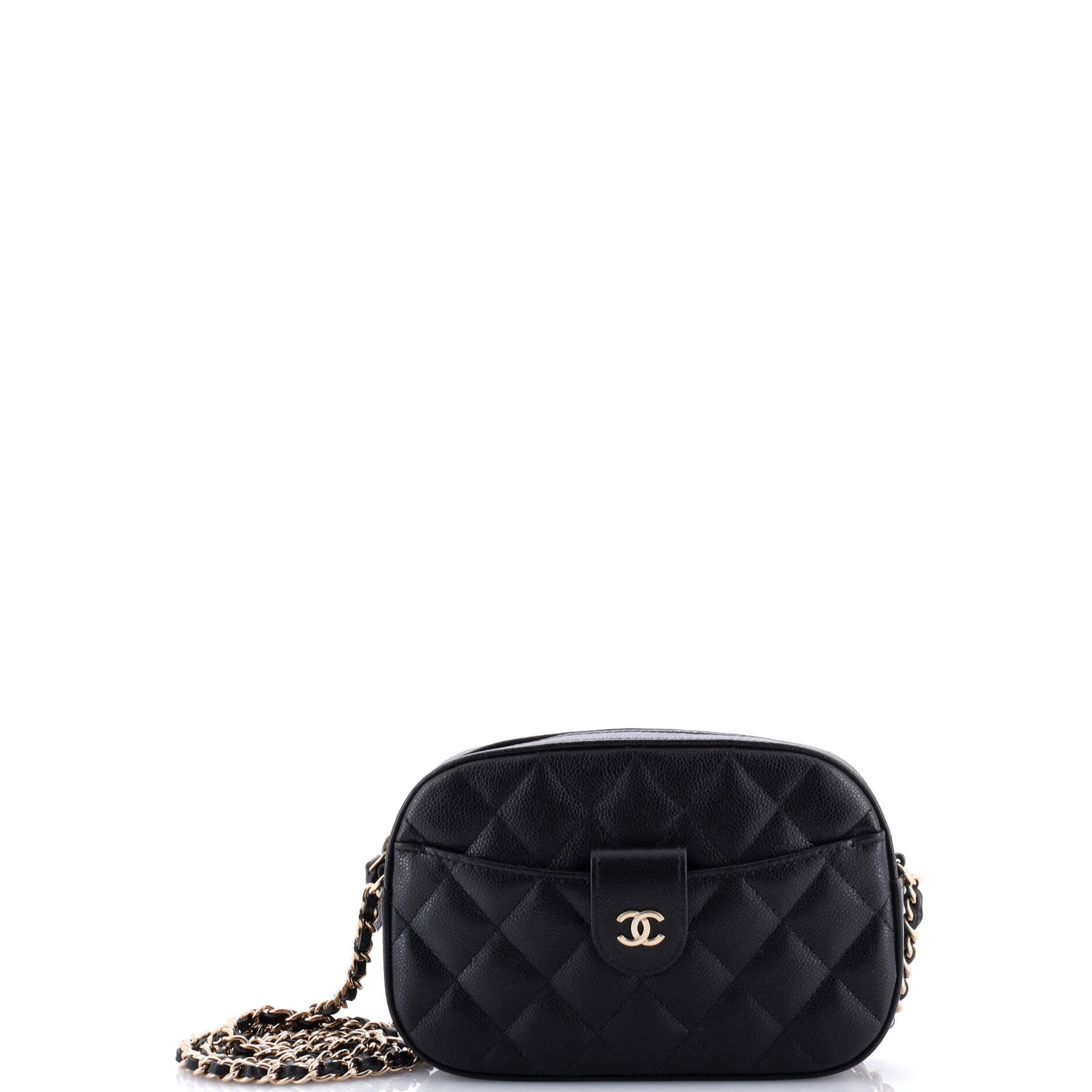 Chanel Slip Pocket Camera Case Bag Quilted Caviar Mini