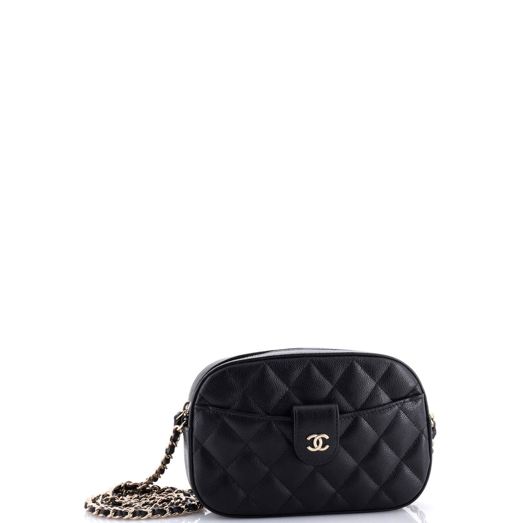 Chanel Slip Pocket Camera Case Bag Quilted Caviar Mini