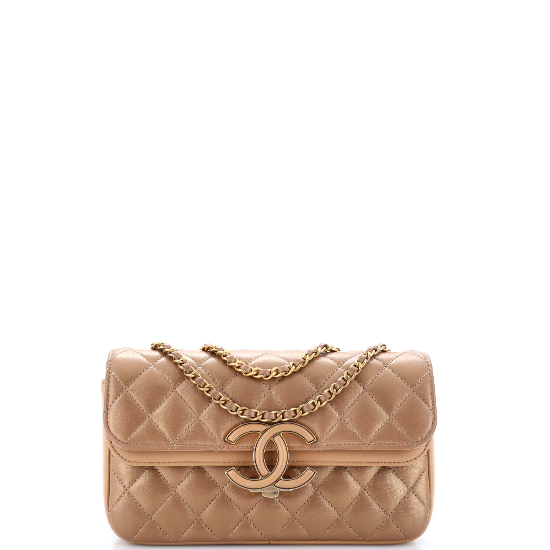 Chanel CC Chic Double Flap Bag Quilted Lambskin Small