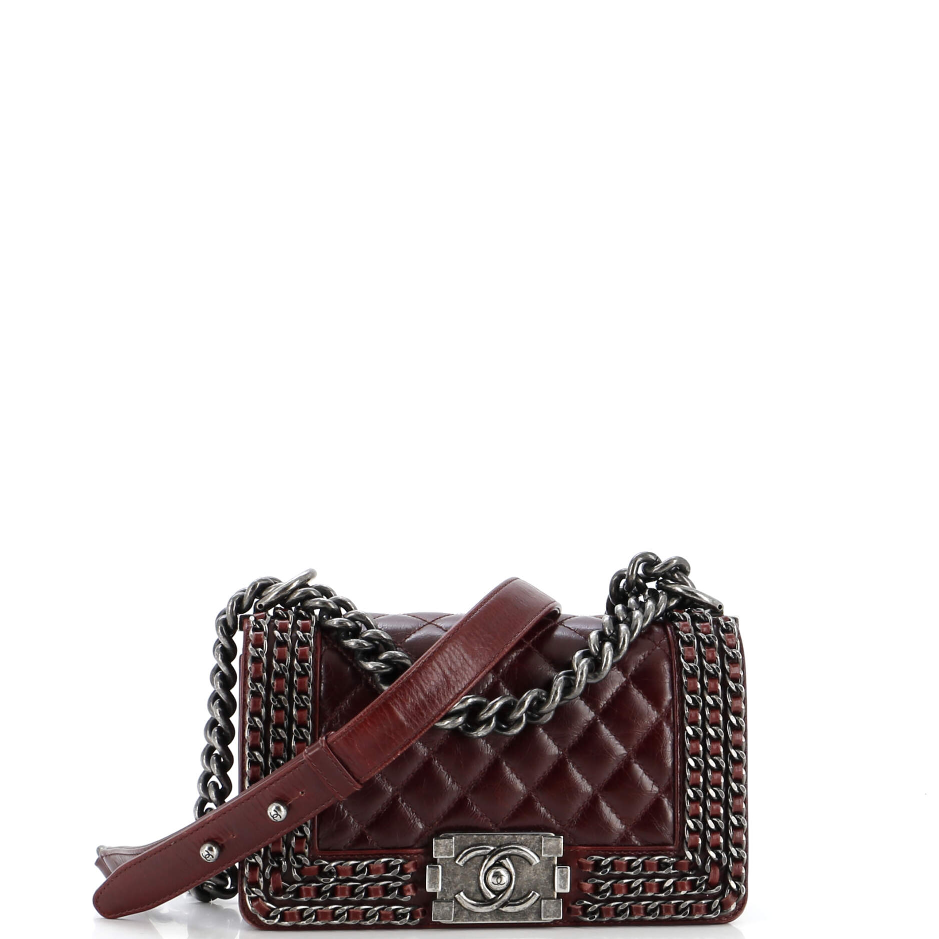 Chanel Chained Boy Flap Bag Quilted Glazed Calfskin Small