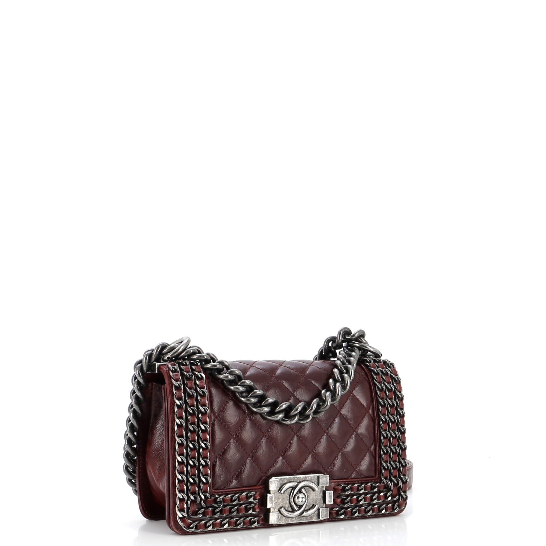 Chanel Chained Boy Flap Bag Quilted Glazed Calfskin Small