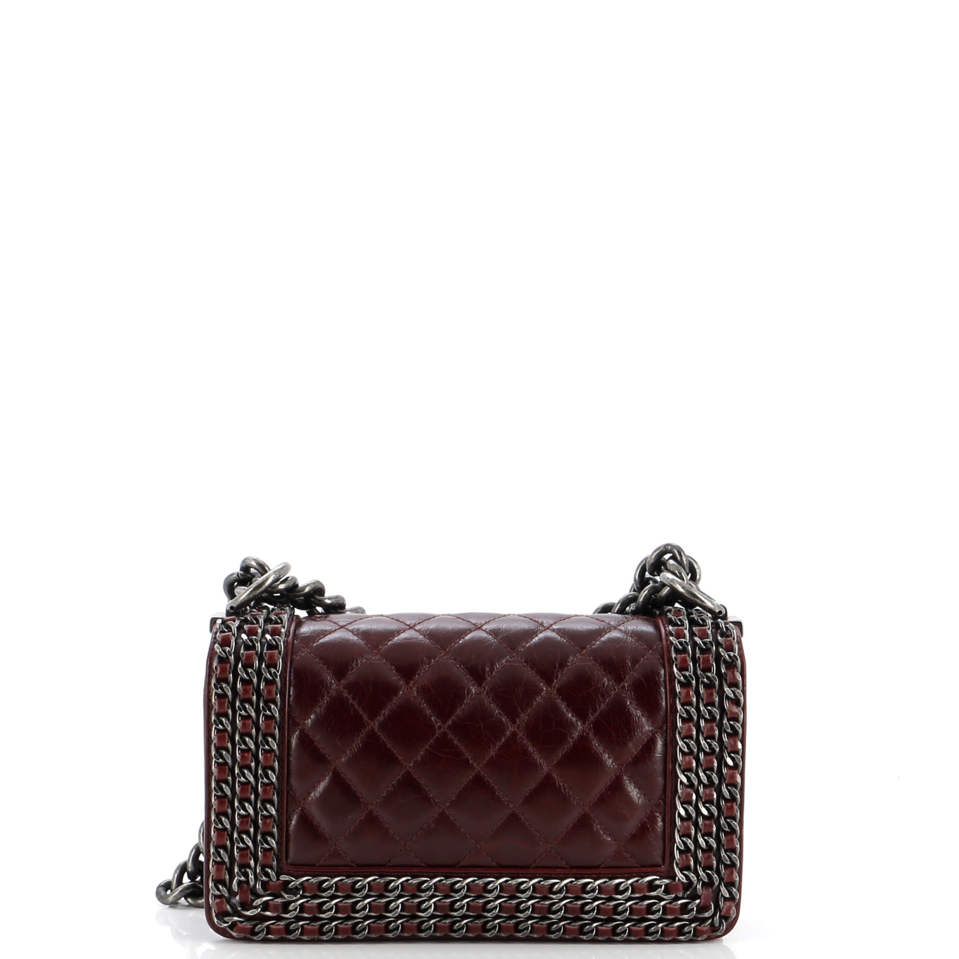 Chanel Chained Boy Flap Bag Quilted Glazed Calfskin Small