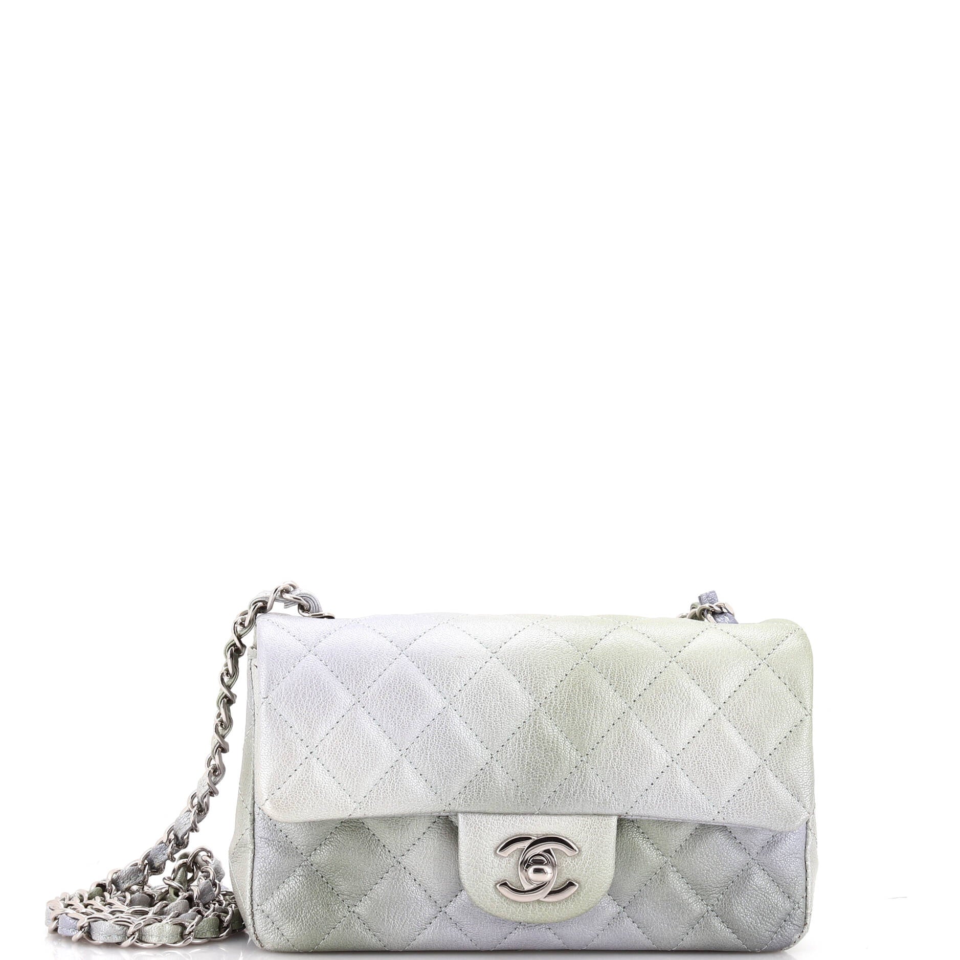 Chanel Classic Single Flap Bag Quilted Ombre Metallic Goatskin Mini