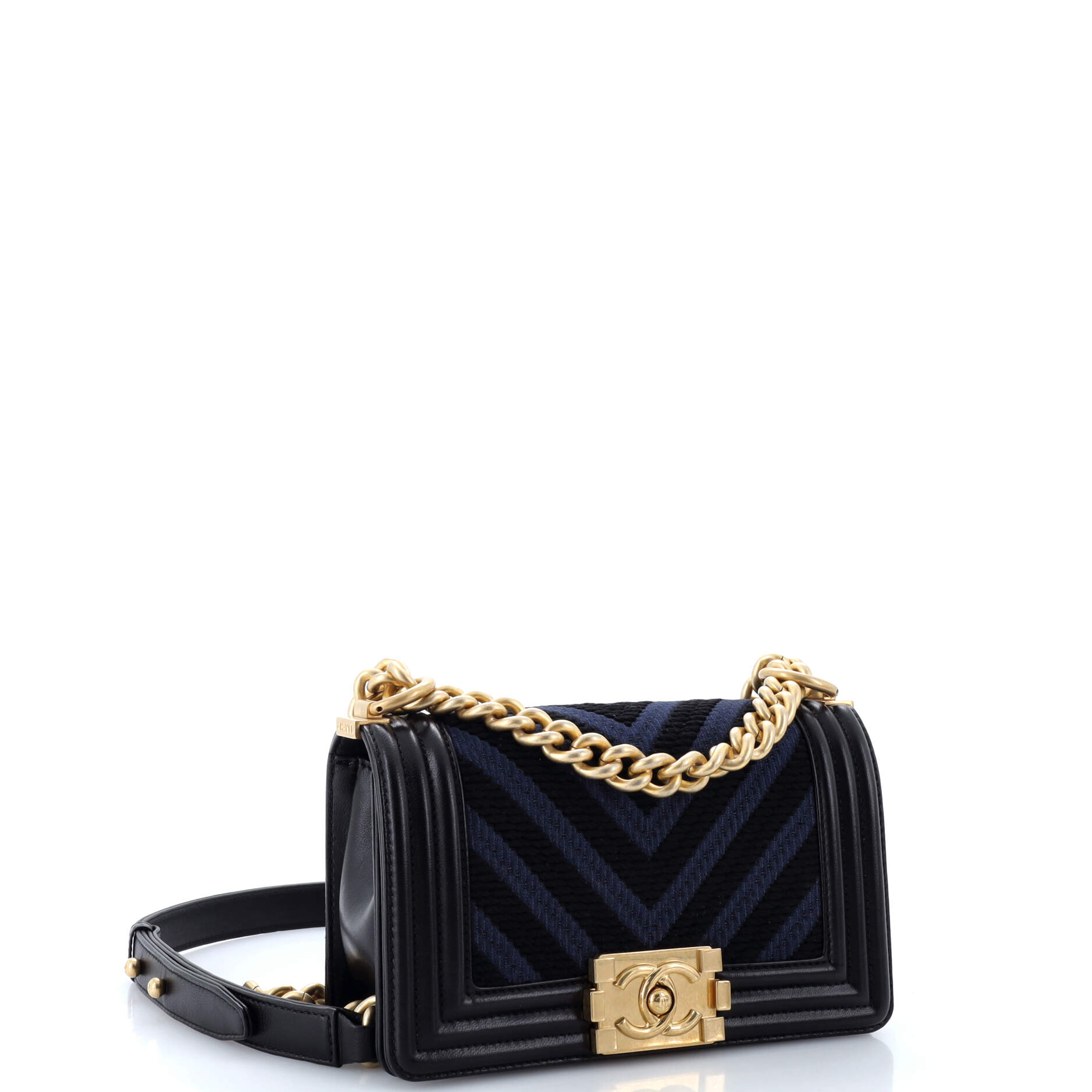 Chanel Boy Flap Bag Braided Chevron Calfskin and Lambskin Small